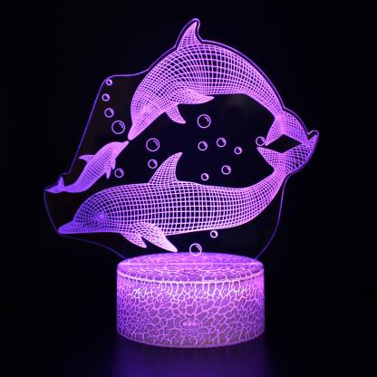 Realistic Dolphin Marine Life 3D Optical Illusion Lamp - 3D Optical Lamp