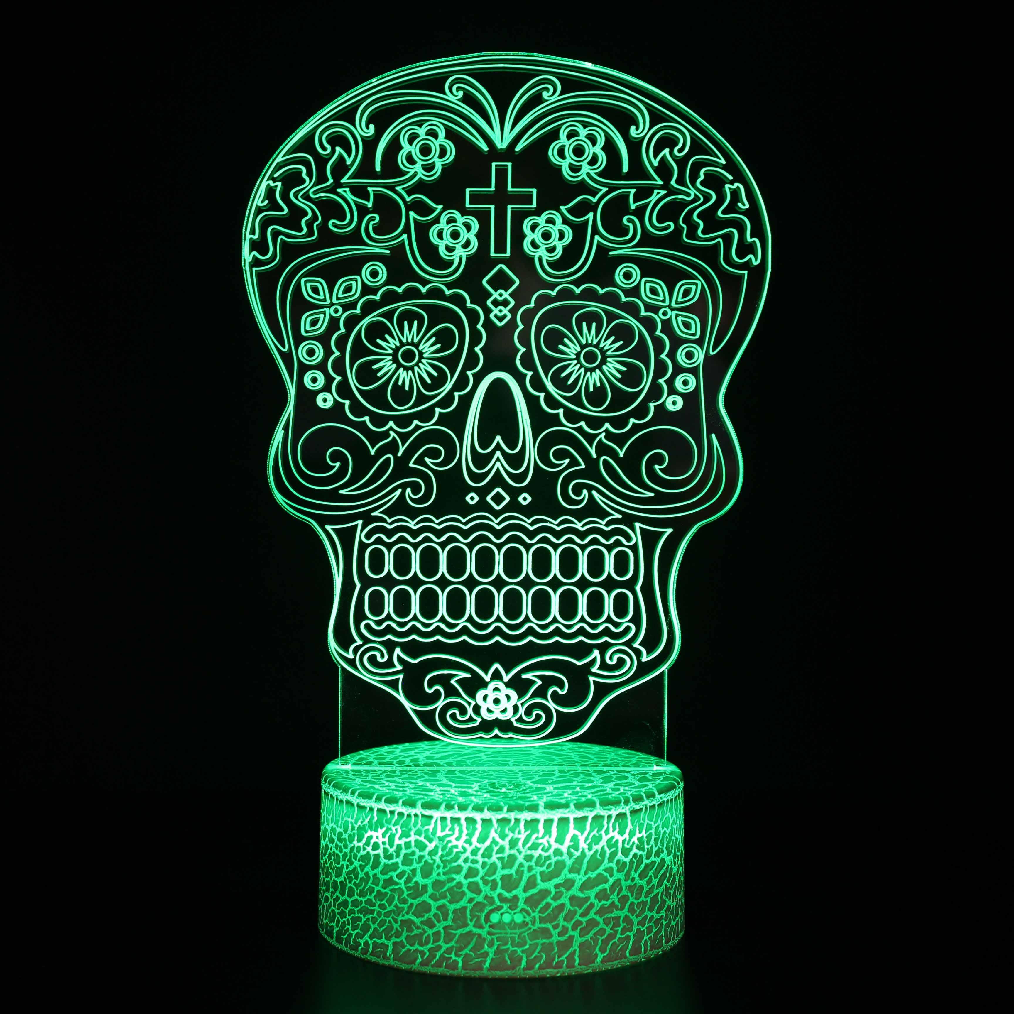 Halloween Calavera Skull 3D Optical Illusion Lamp - 3D Optical Lamp
