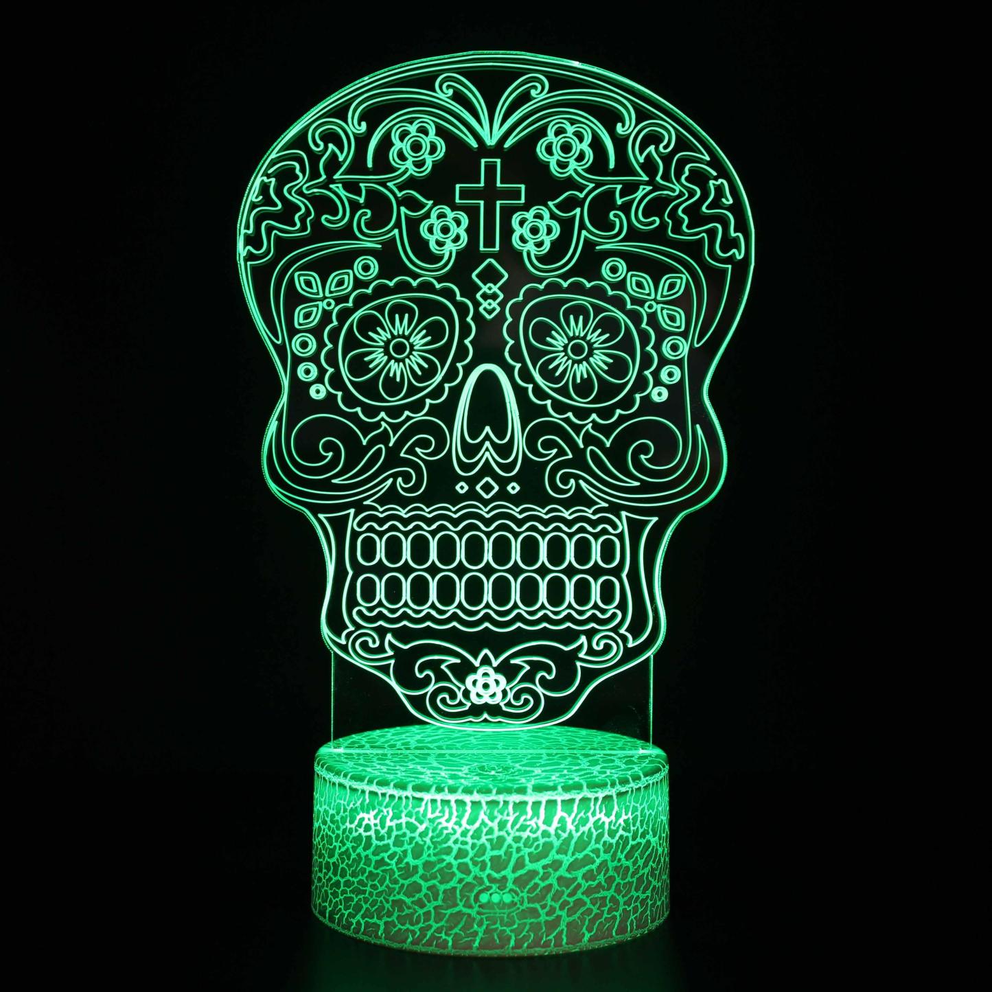 Halloween Calavera Skull 3D Optical Illusion Lamp-3D Optical Lamp