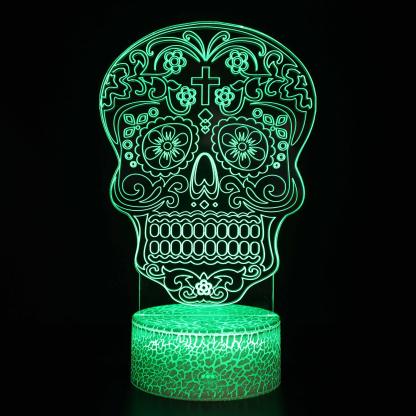 Halloween Calavera Skull 3D Optical Illusion Lamp-3D Optical Lamp