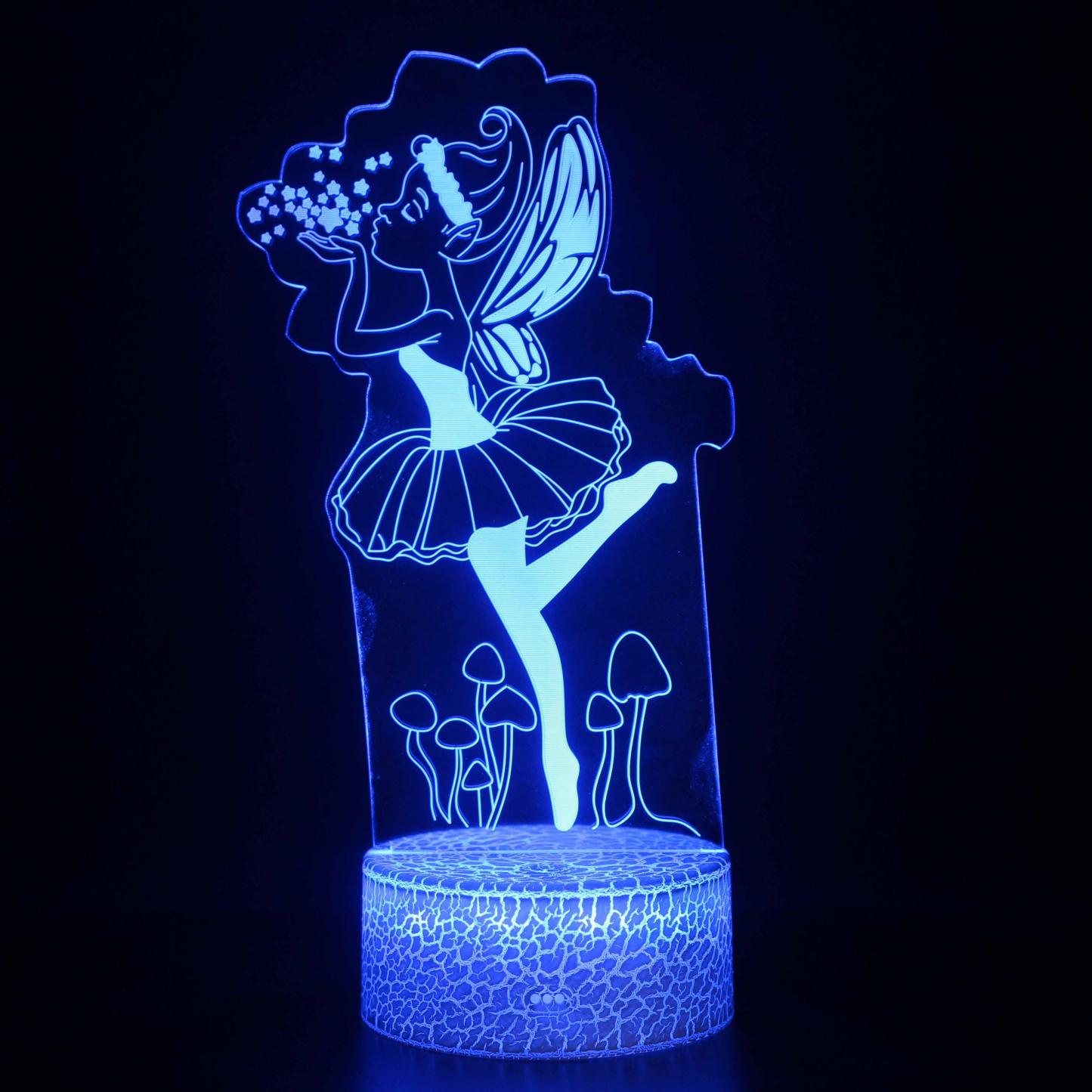 Fairy Angel Blowing Dust 3D Optical Illusion Lamp - 3D Optical Lamp