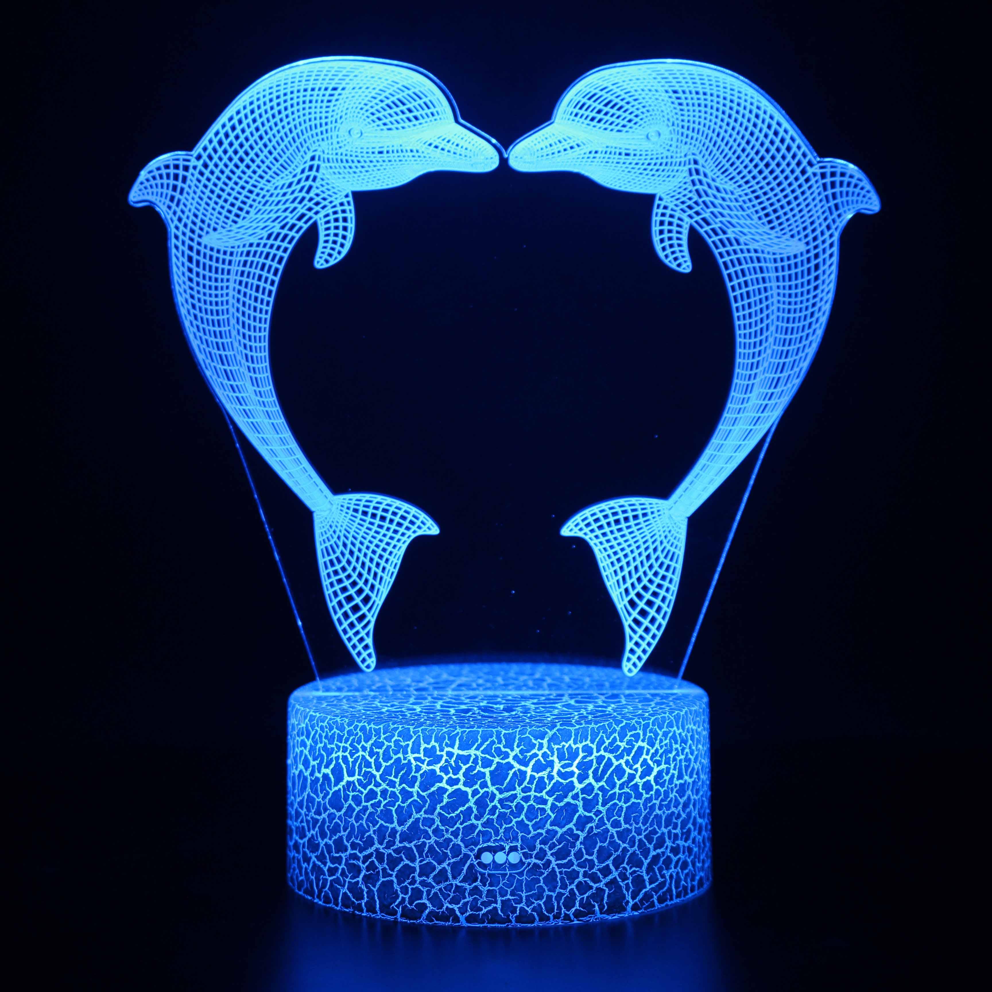 Realistic Dolphin Marine Life 3D Optical Illusion Lamp-3D Optical Lamp