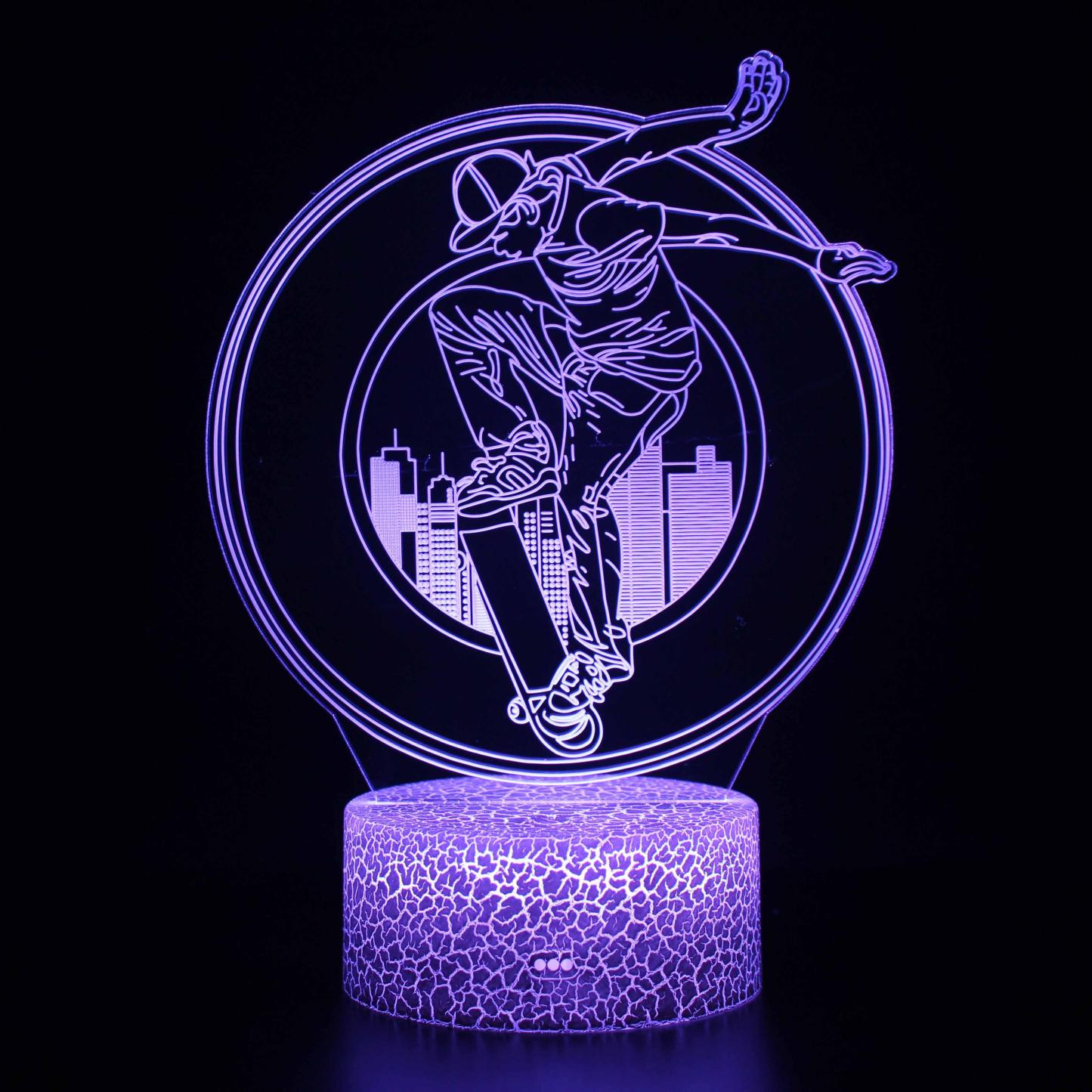 Pro Skateboarder 3D Optical Illusion Lamp - 3D Optical Lamp