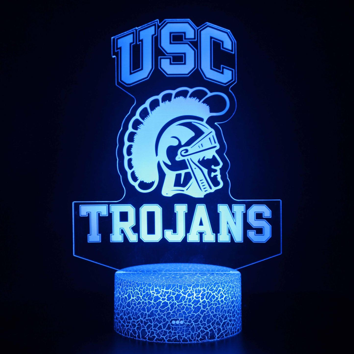 LED 3D Optical Illusion USC Trojans Lamp-3D Optical Lamp