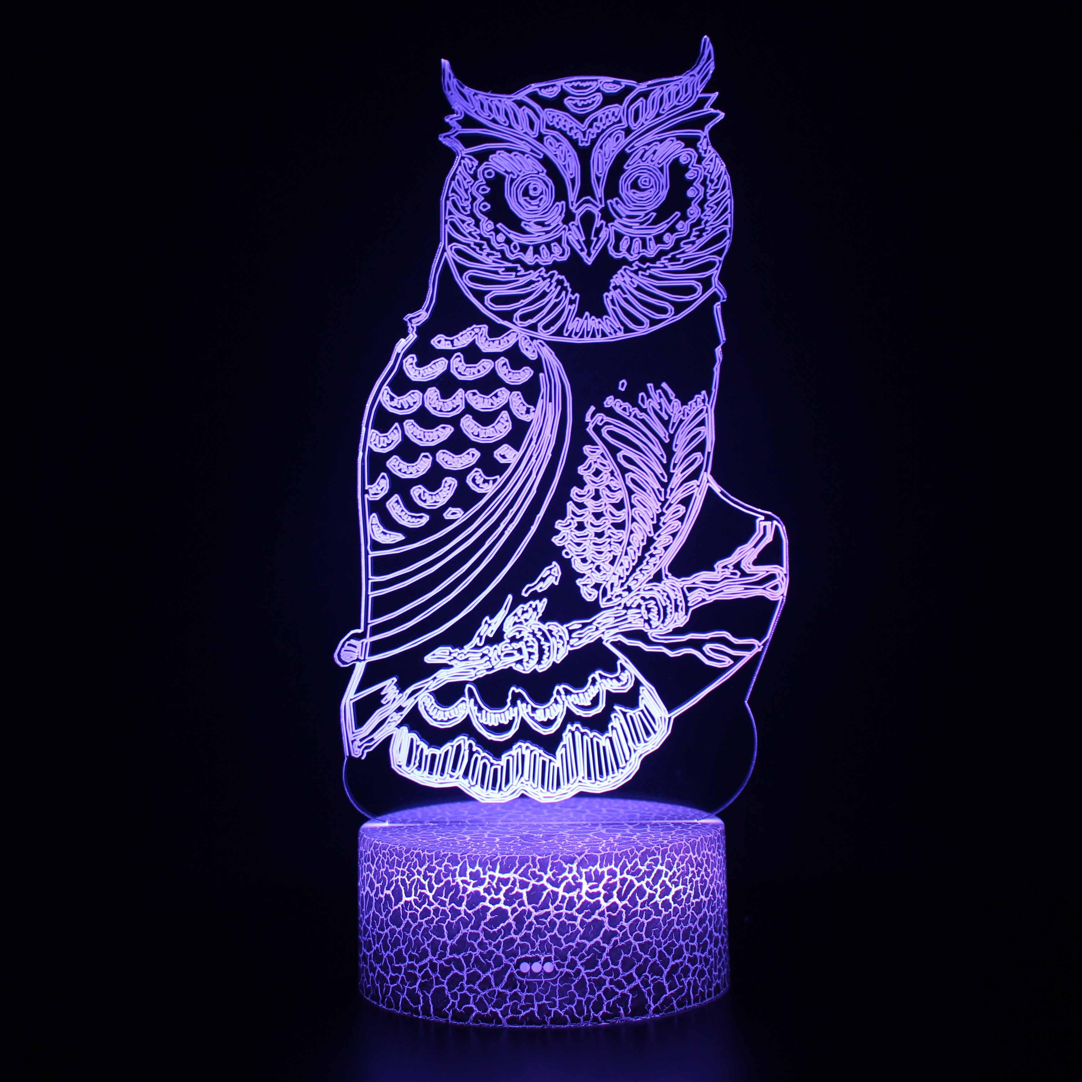 Elegant Owl 3D Lamp-3D Optical Lamp