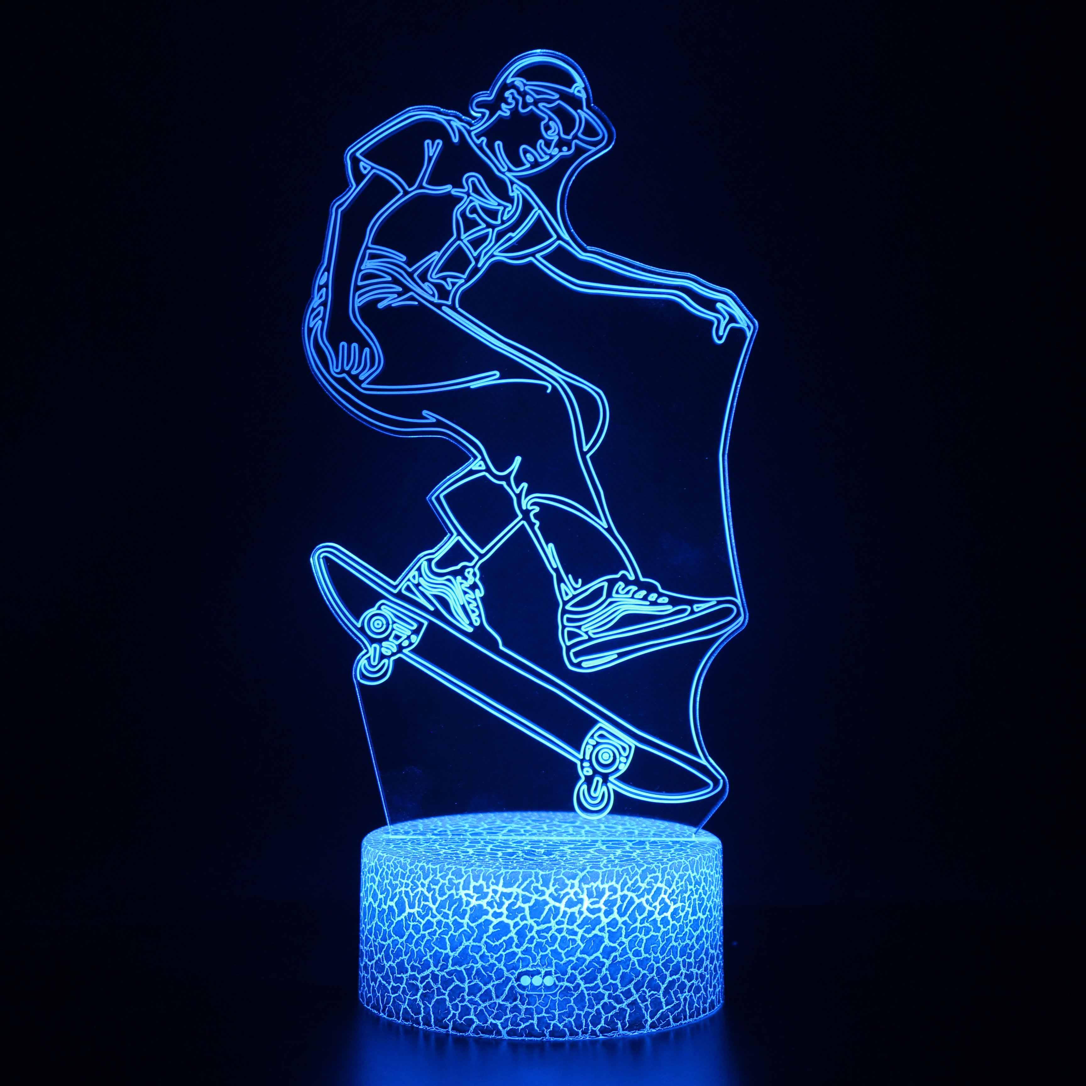 Skateboarder 3D Optical Illusion Lamp - 3D Optical Lamp