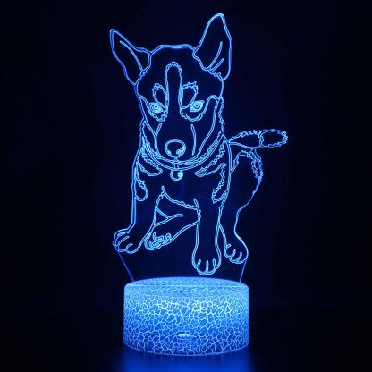 Adorable Husky Puppy Dog 3D Optical Illusion Lamp - 3D Optical Lamp