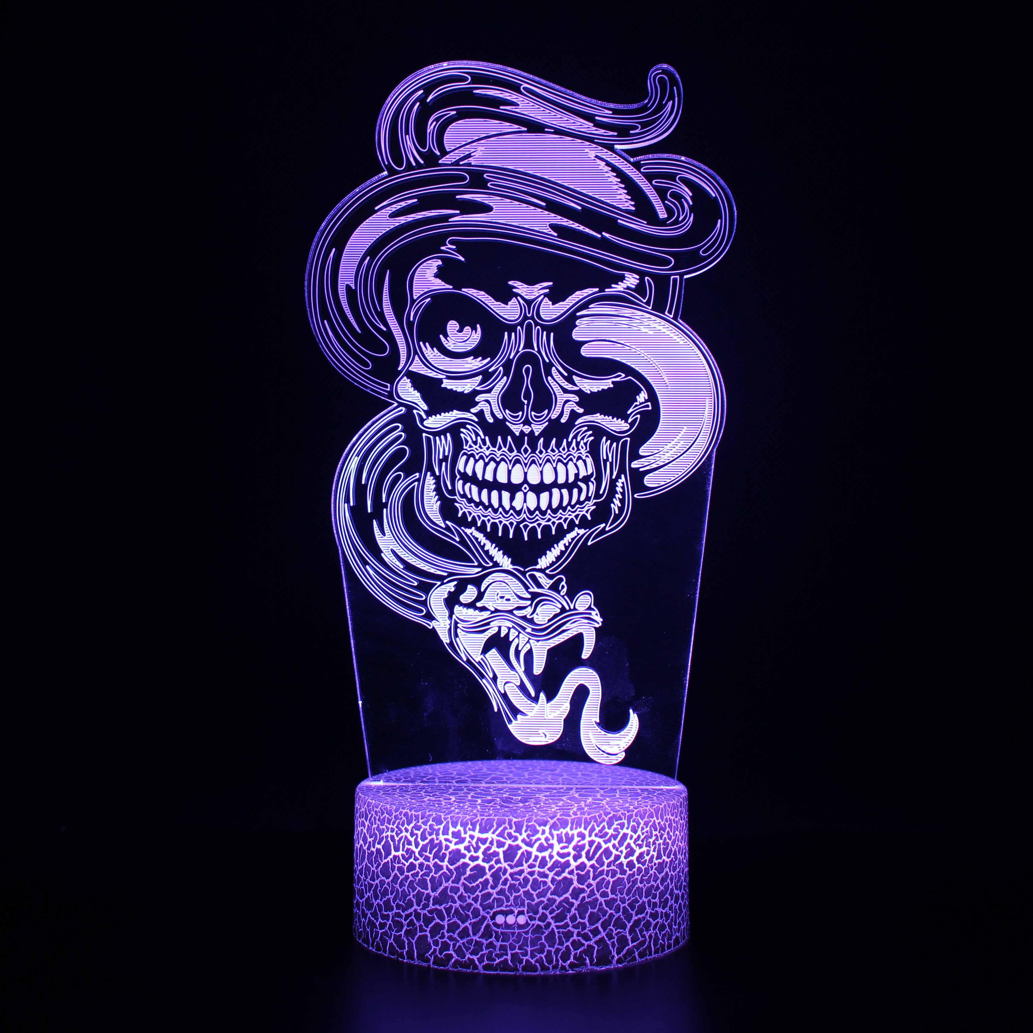 Halloween Snake Skull 3D Optical Illusion Lamp - 3D Optical Lamp
