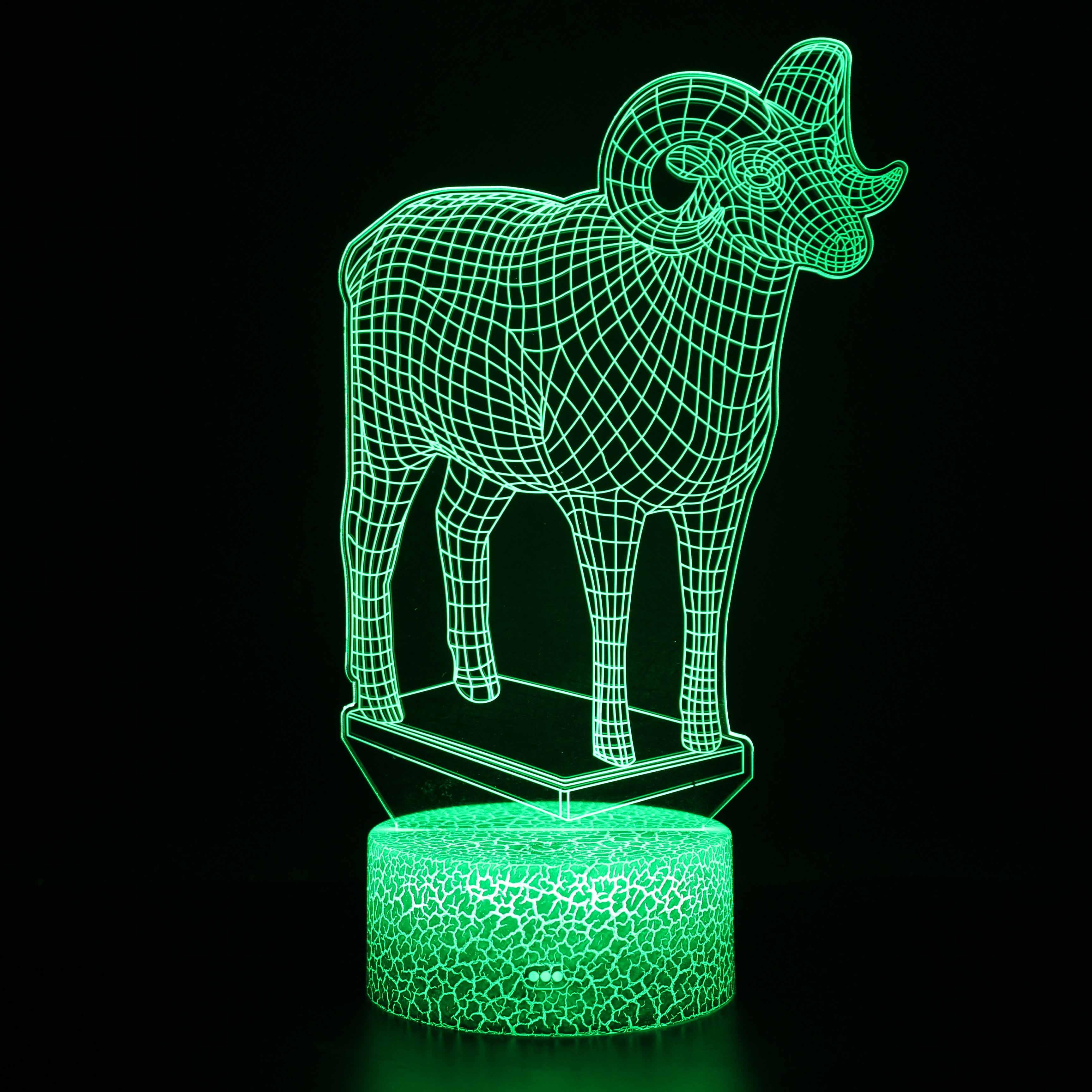 Glowing Ram Acrylic Lamp-3D Optical Lamp