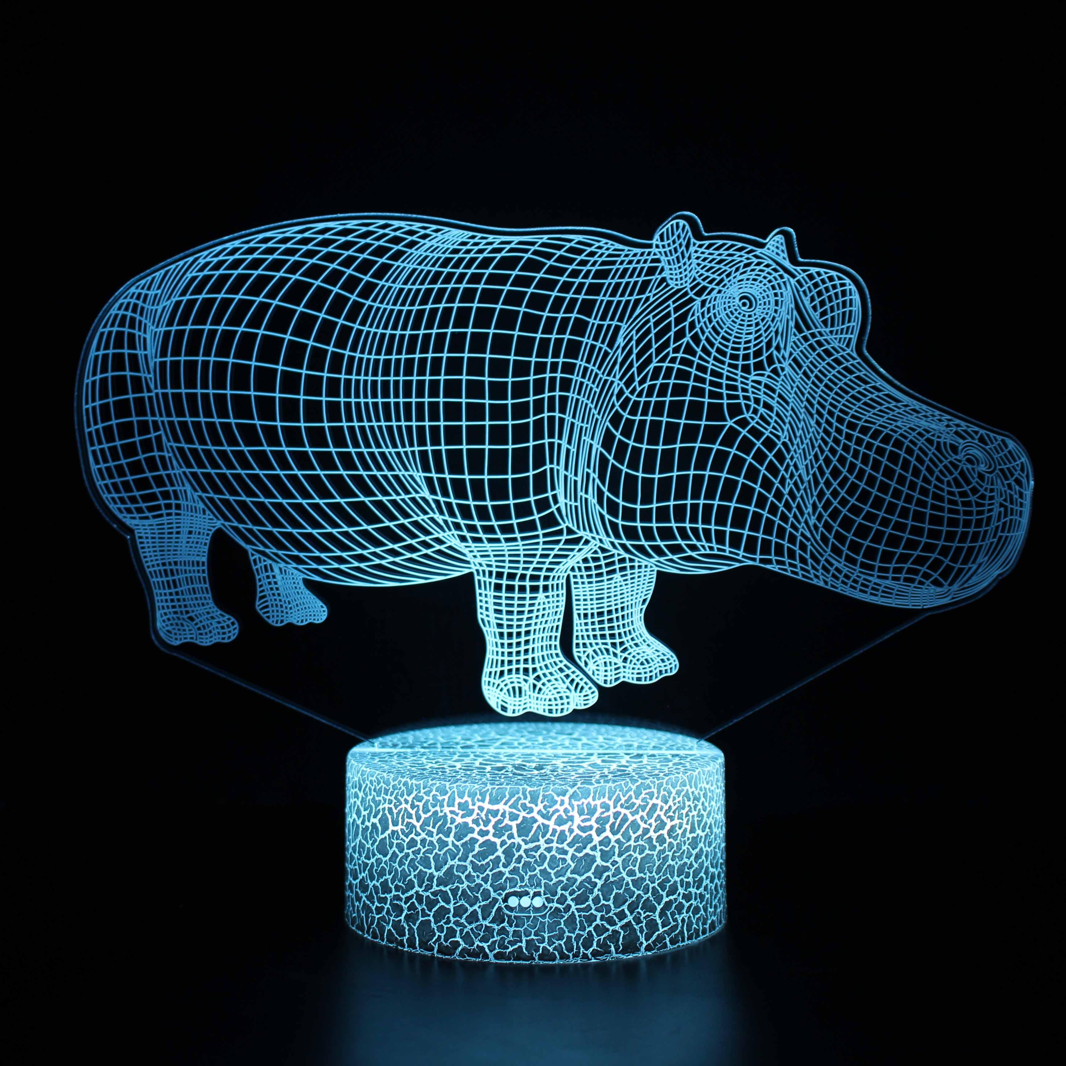 Glowing Hippo Acrylic Lamp-3D Optical Lamp