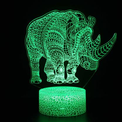 Rhino 3D Optical Illusion Lamp - 3D Optical Lamp