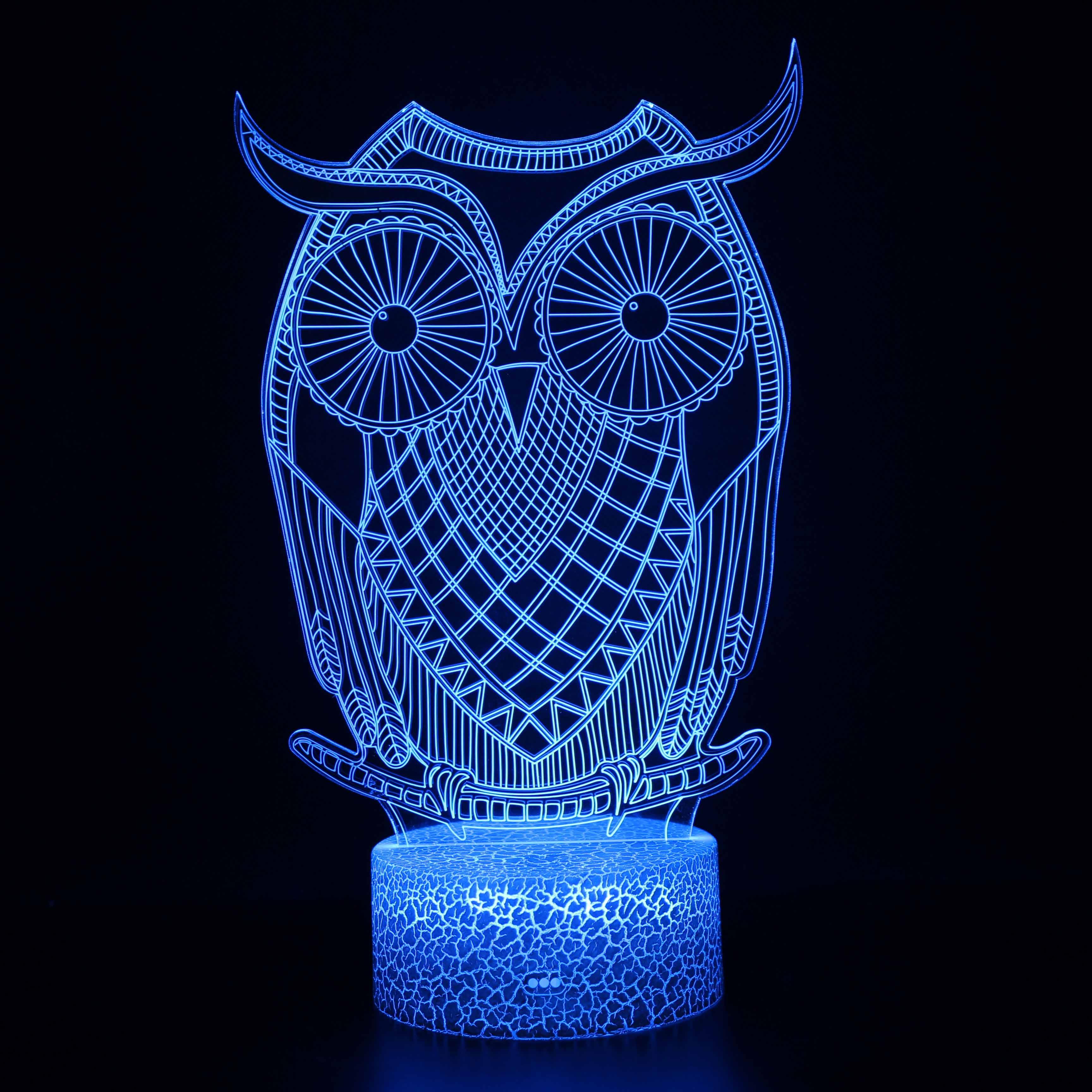 Realistic Owl 3D Optical Illusion Lamp - 3D Optical Lamp