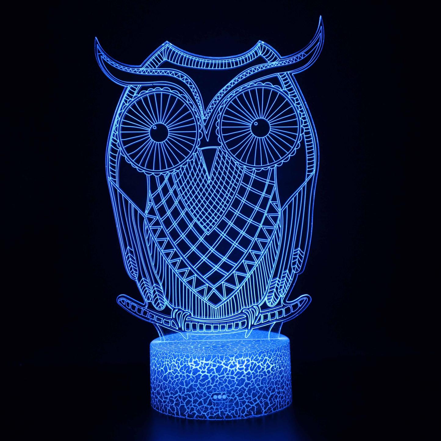 Realistic Owl 3D Optical Illusion Lamp - 3D Optical Lamp