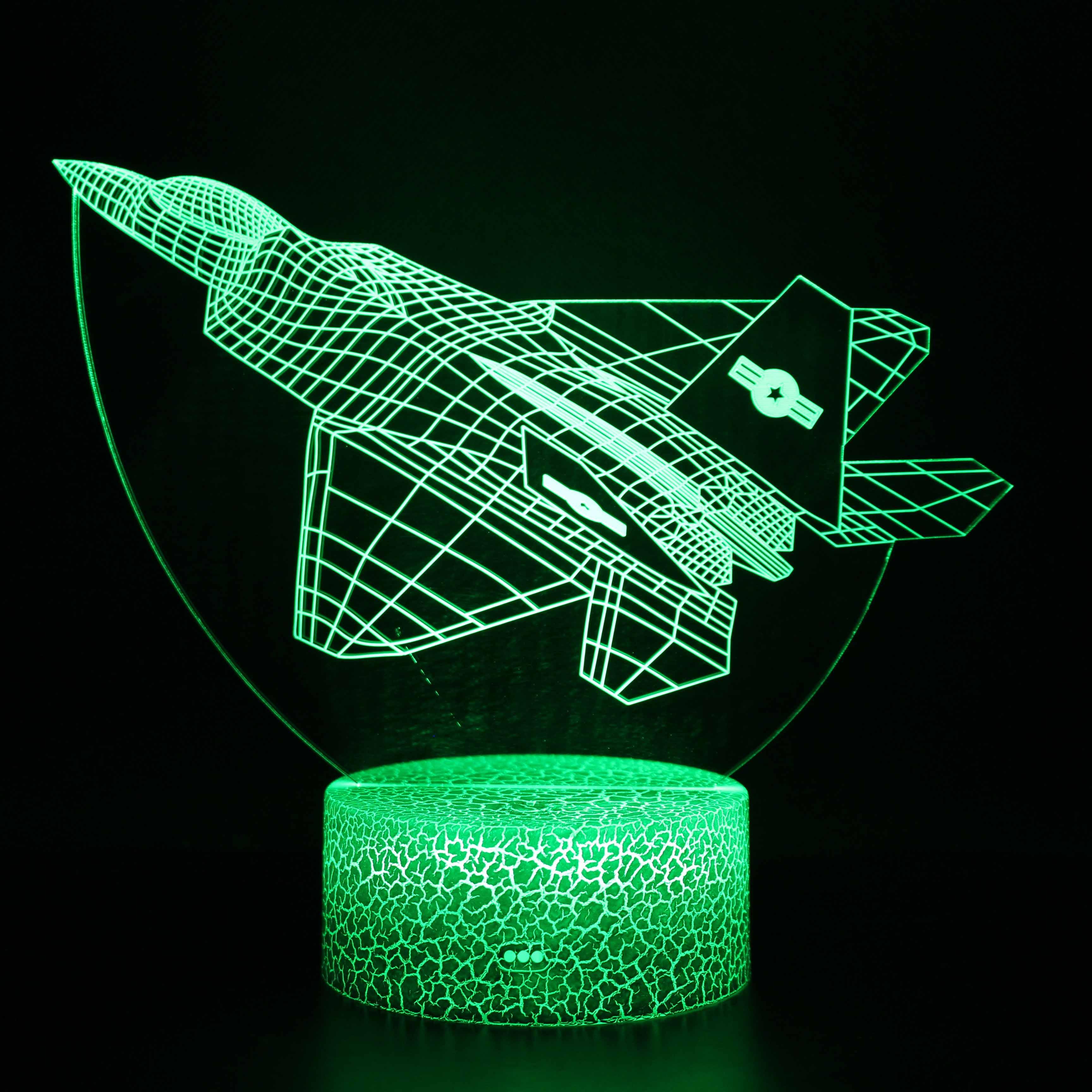 Military Airplane 3D Lamp with LED Color Modes and Touch Control-3D Optical Lamp