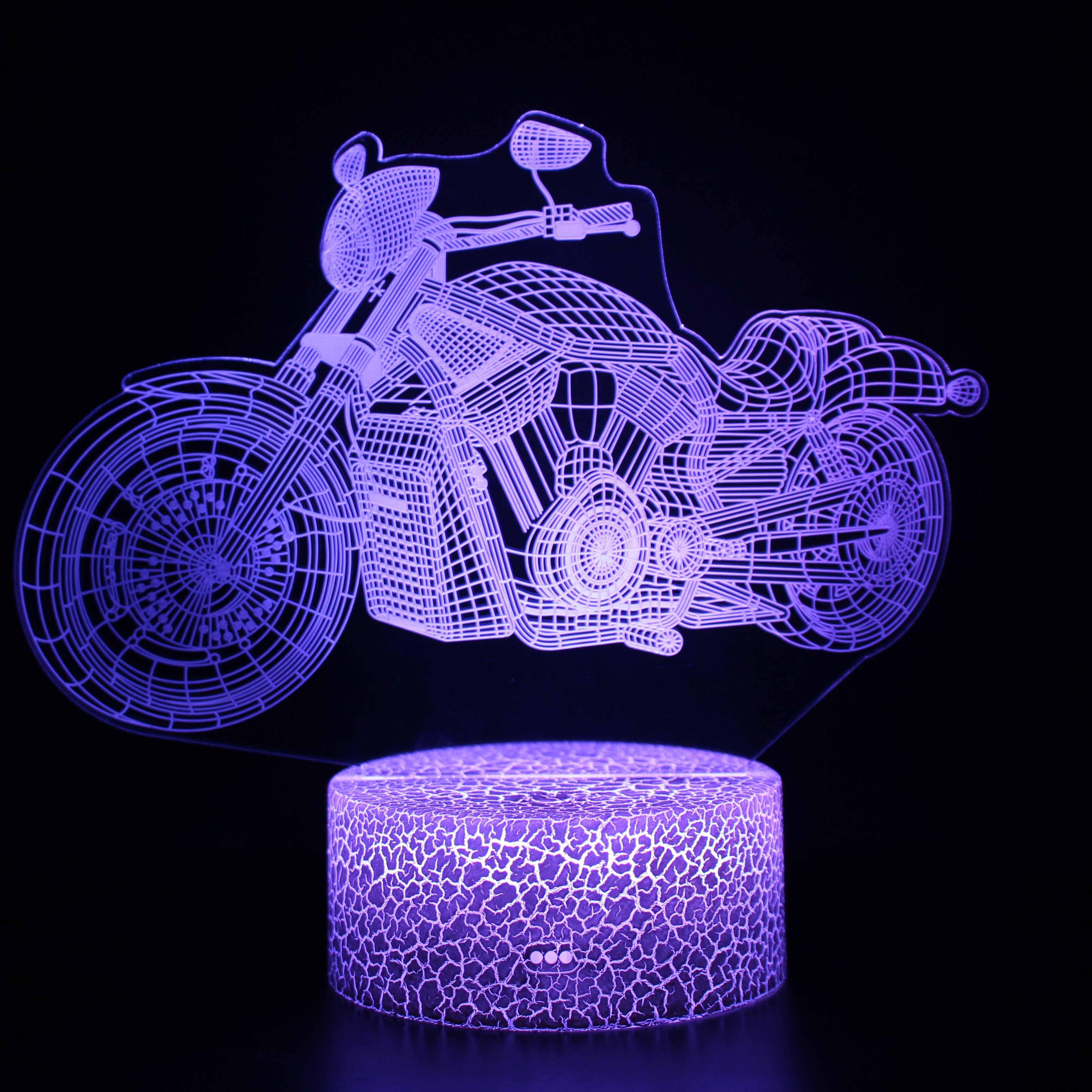 Cool Realistic Motorcycle 3D Optical Illusion Lamp - 3D Optical Lamp