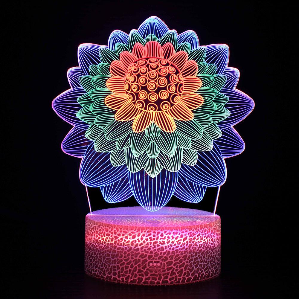 Beautiful Colorful Flower 3D Optical Illusion Lamp For Decor-3D Optical Lamp