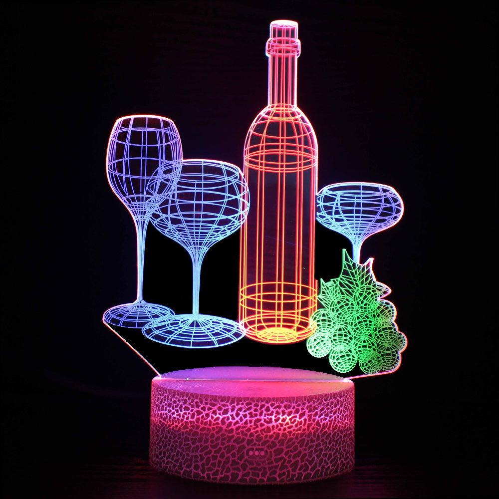 Colorful Wine Glasses 3D Optical Illusion Lamp For Decor And Lighting-3D Optical Lamp