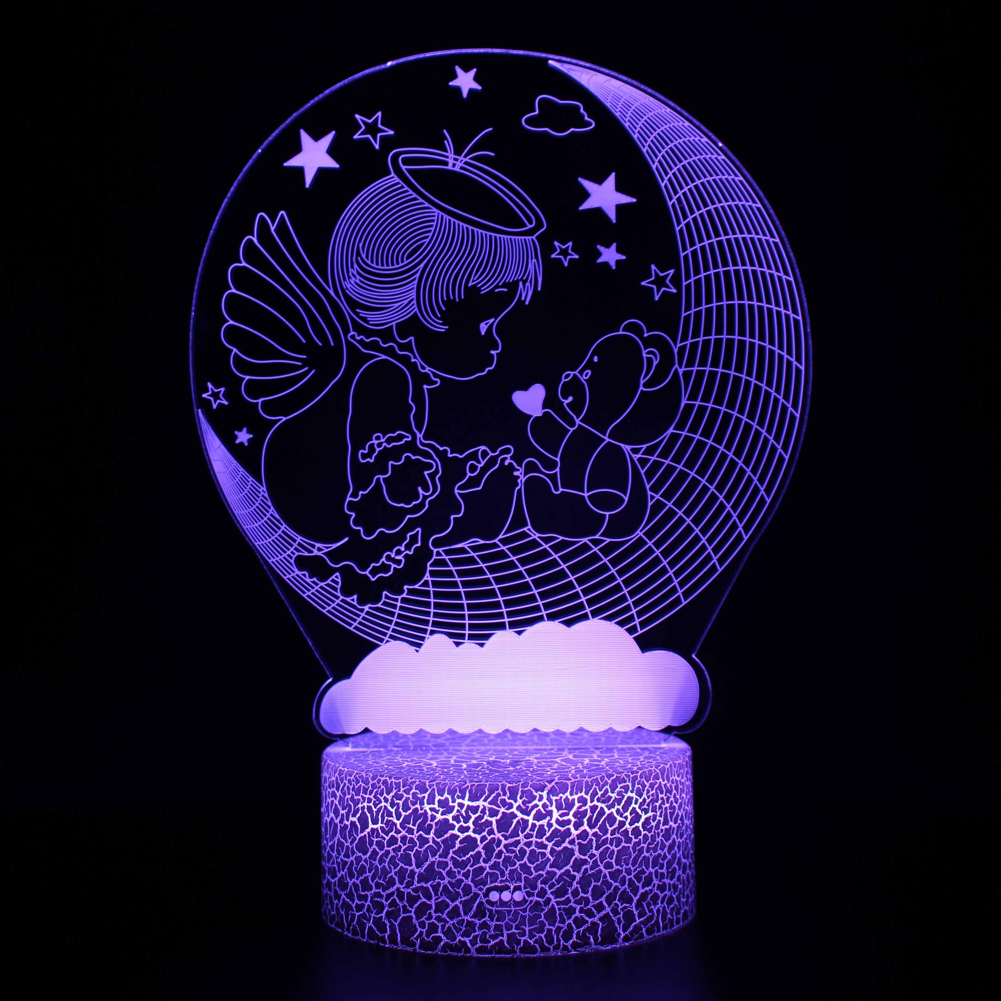 Angel Baby Moon Lamp – 3D LED Night Light for Nursery-3D Optical Lamp