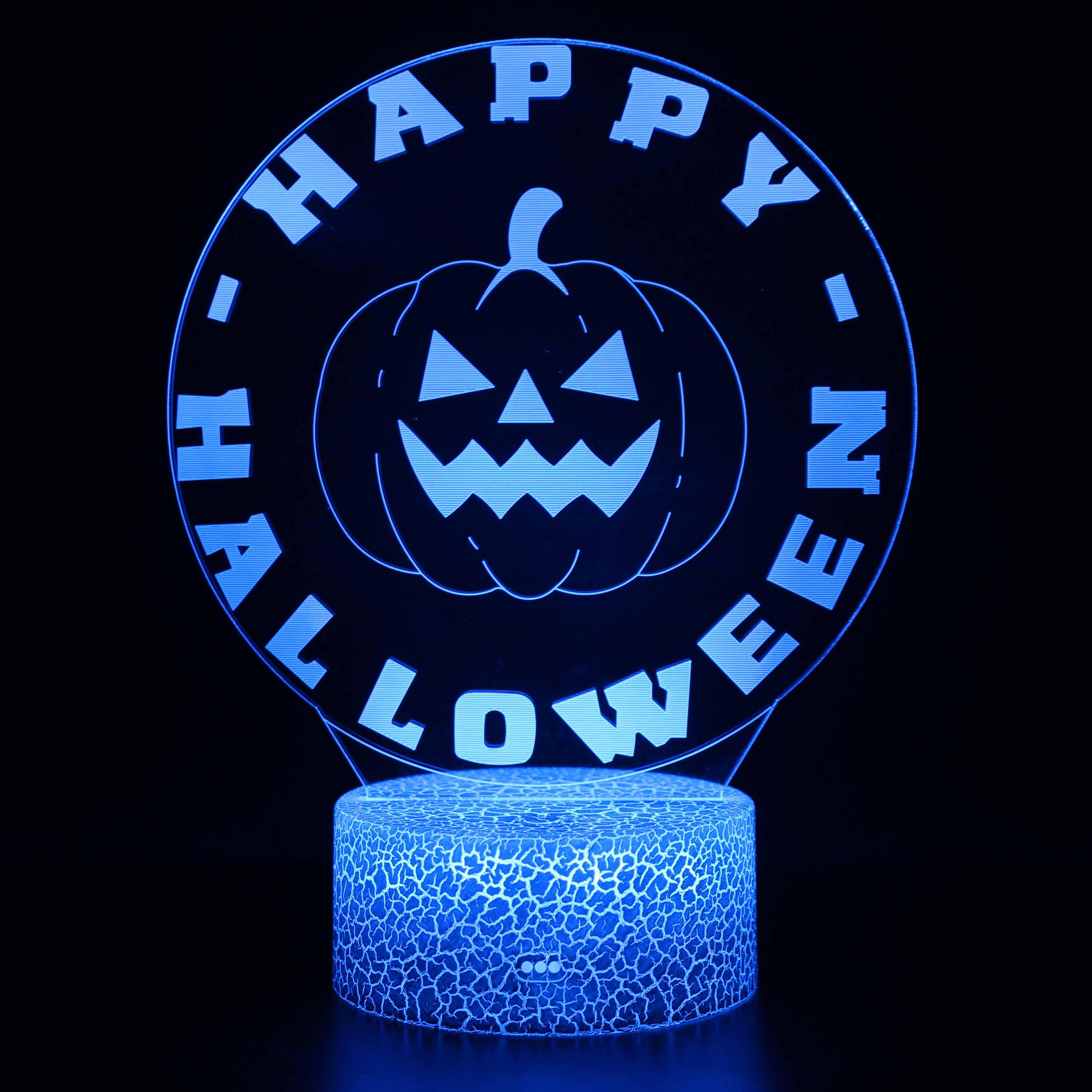 Happy Halloween Pumpkin 3D Optical Illusion Lamp - 3D Optical Lamp