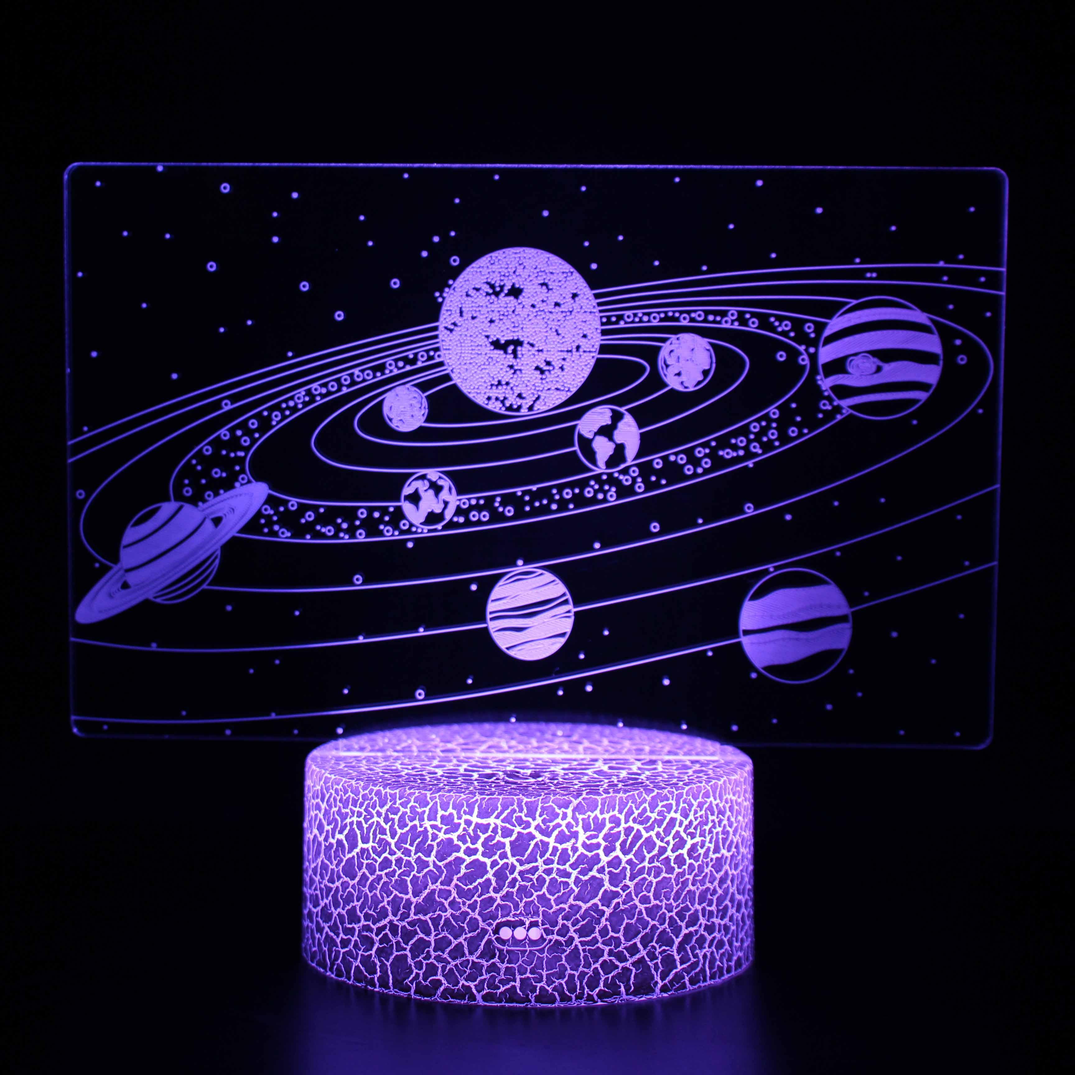 Planets Orbiting The Sun 3D Optical Illusion Lamp - 3D Optical Lamp