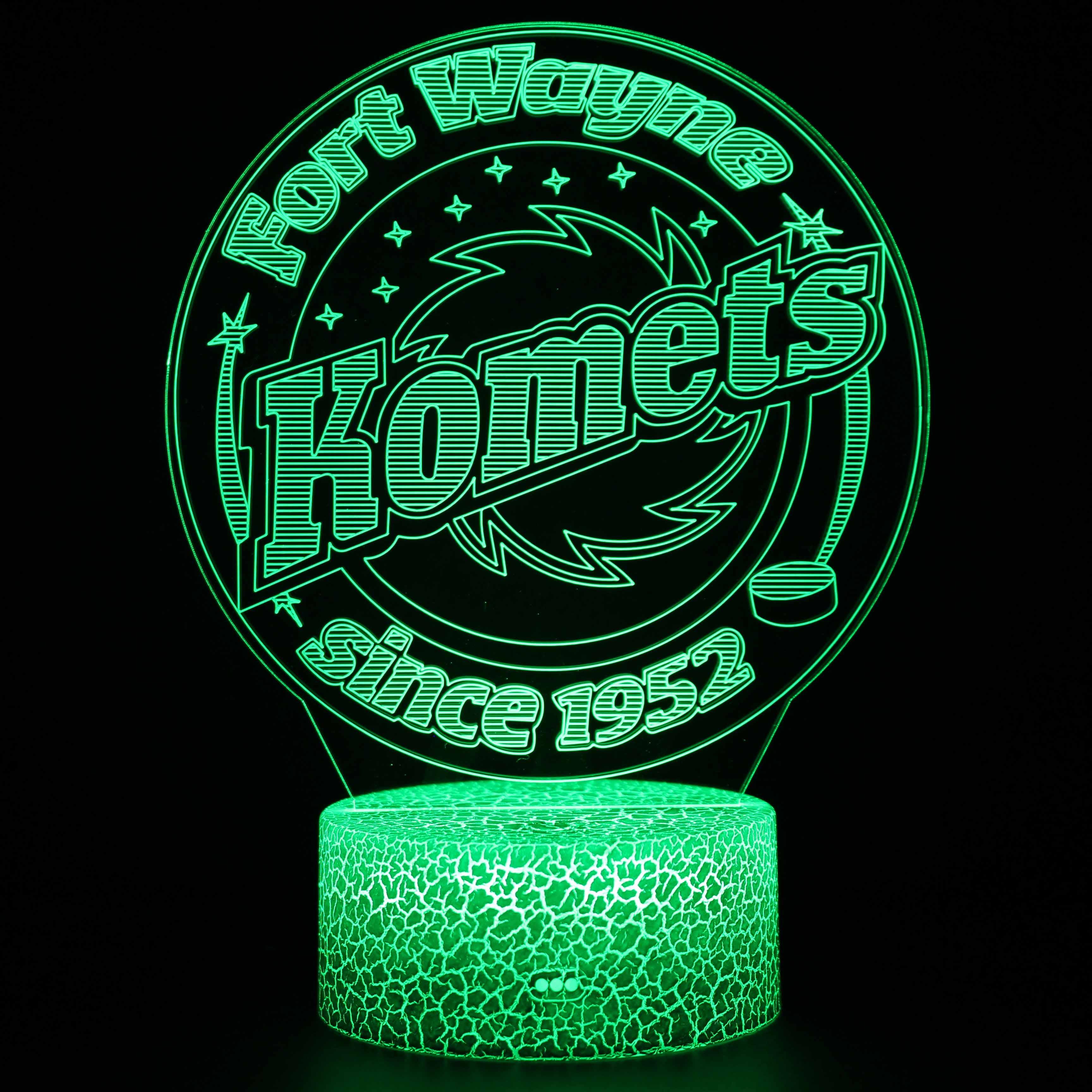 Fort Wayne Komets Hockey Team 3D Optical Illusion Lamp - 3D Optical Lamp