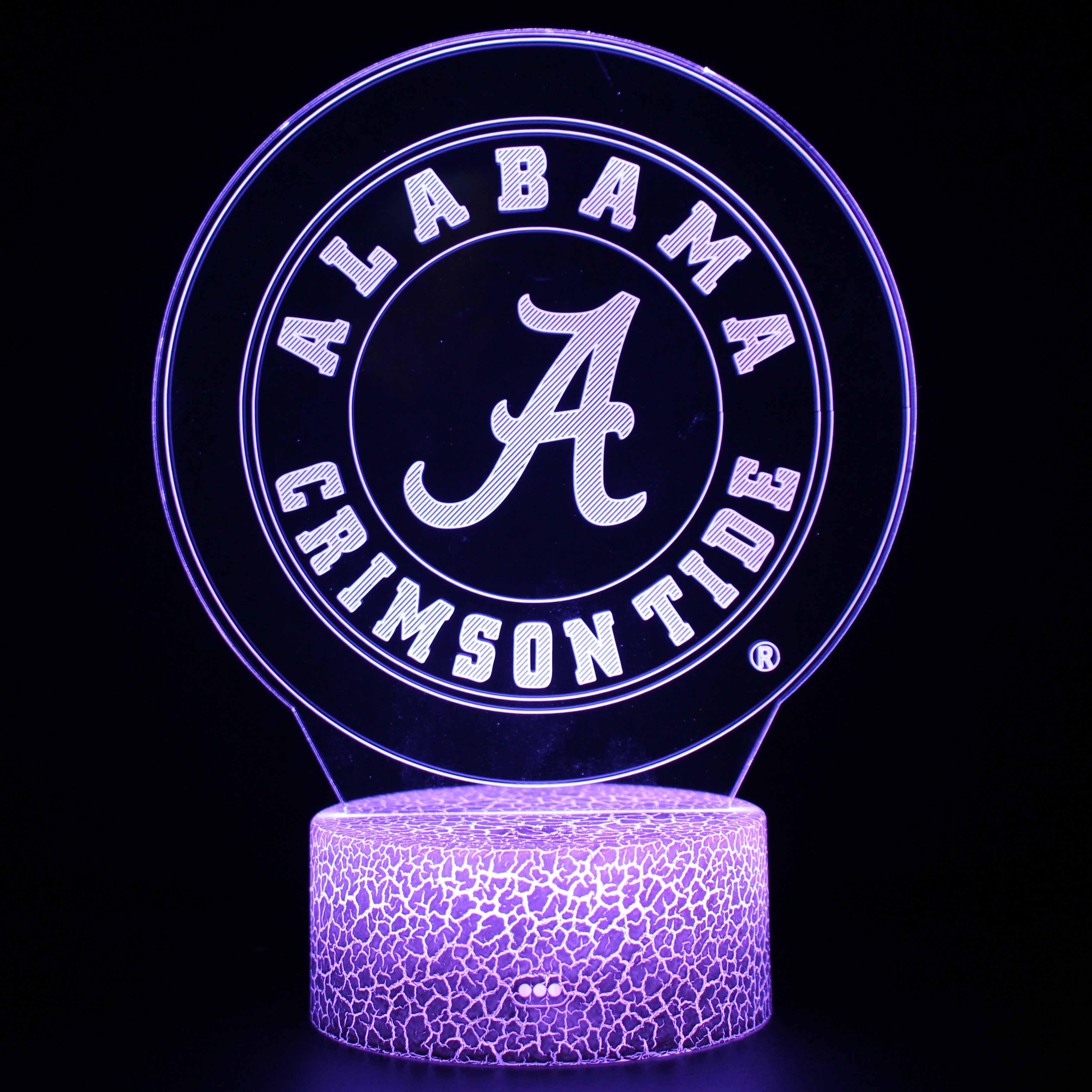 3D Optical Illusion Alabama Crimson Tide Lamp-3D Optical Lamp