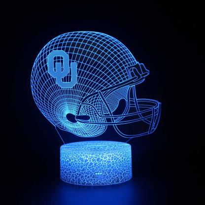 Oklahoma Football Helmet 3D Optical Illusion Lamp - 3D Optical Lamp