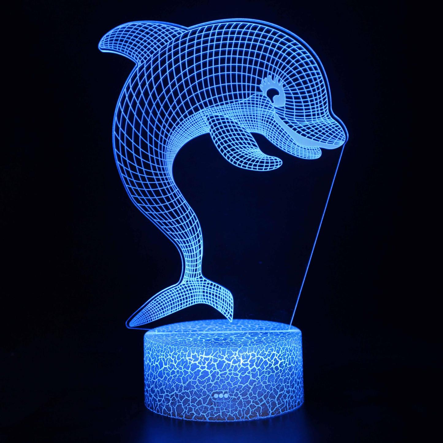 Realistic Dolphin Marine Life 3D Optical Illusion Lamp - 3D Optical Lamp