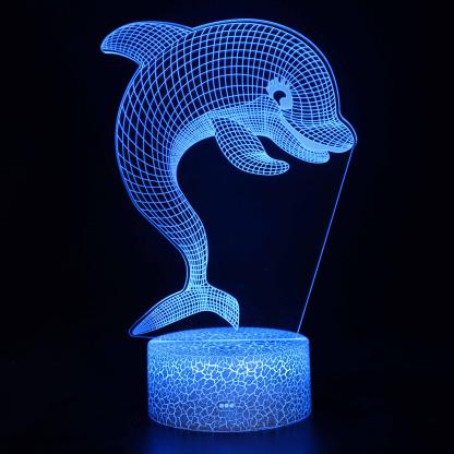 Realistic Dolphin Marine Life 3D Optical Illusion Lamp - 3D Optical Lamp