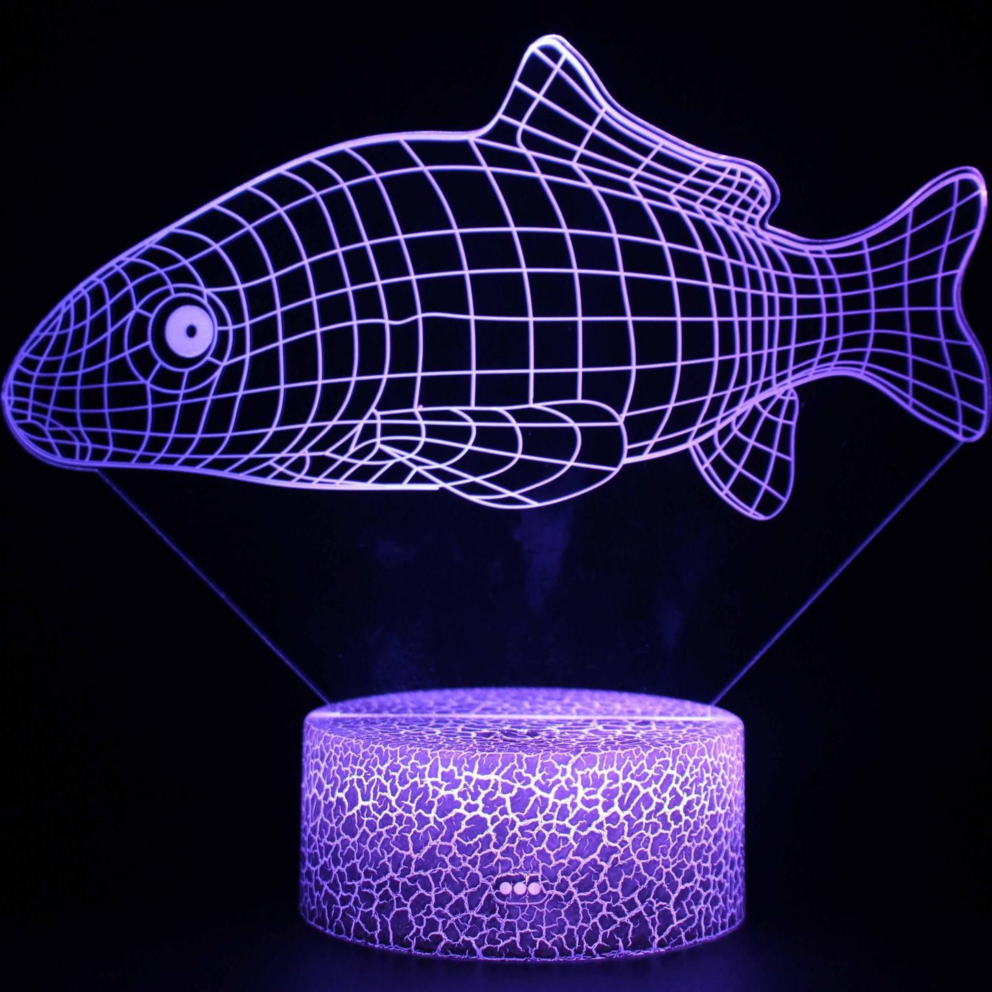 Realistic Fish Marine Life 3D Optical Illusion Lamp - 3D Optical Lamp