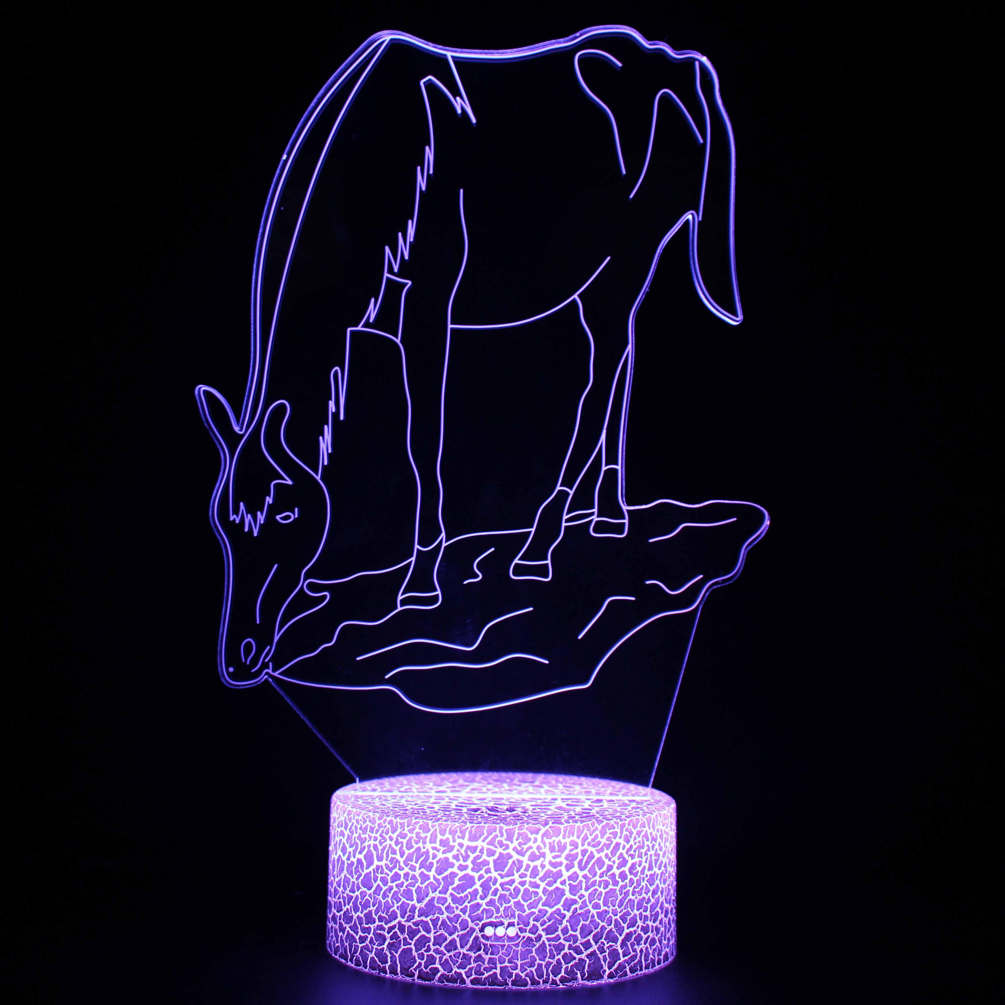 Horse Drinking Water 3D Optical Illusion Lamp - 3D Optical Lamp