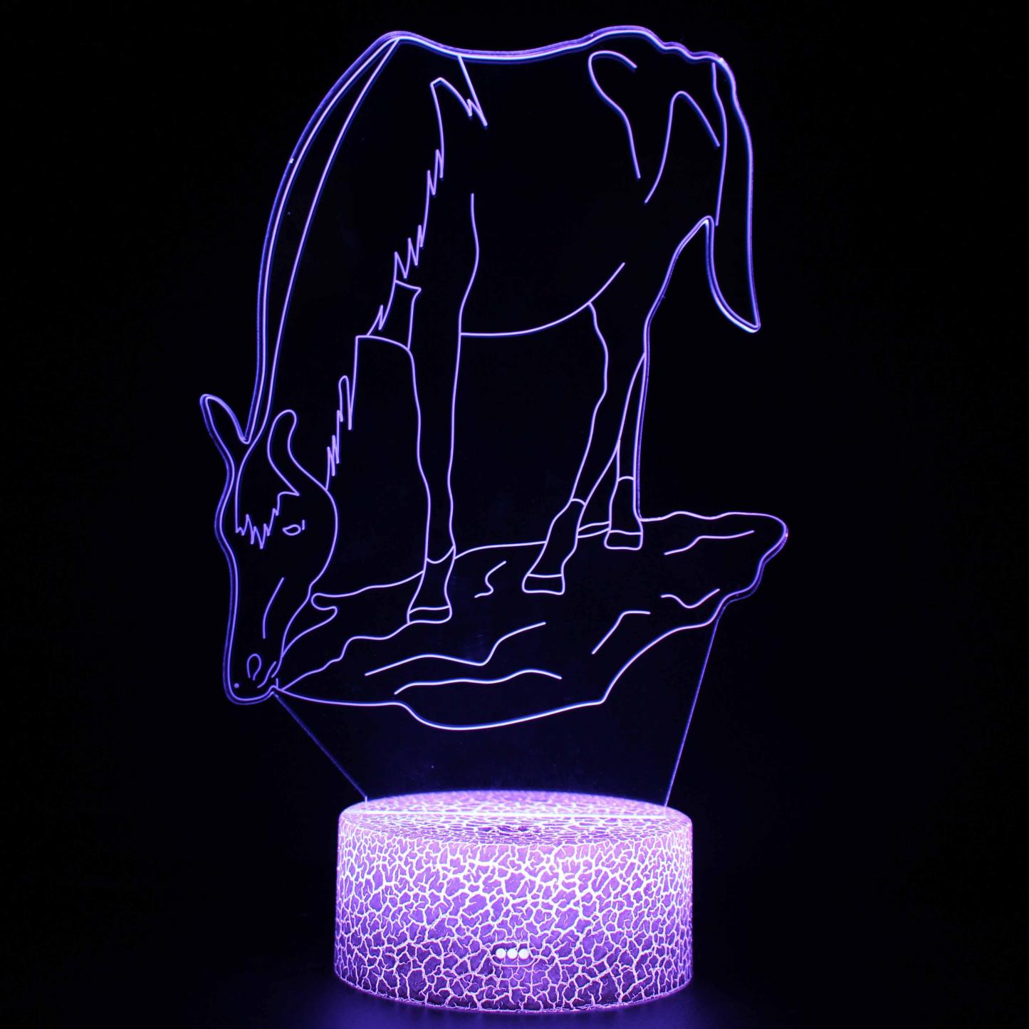 Horse Drinking Water 3D Optical Illusion Lamp - 3D Optical Lamp