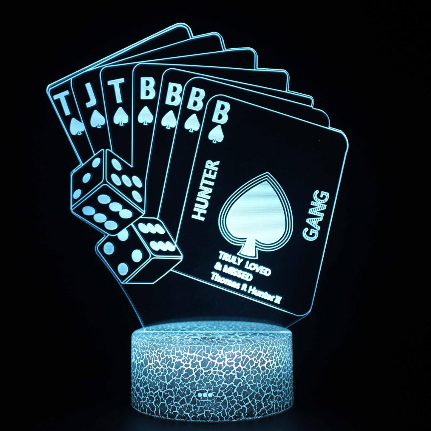 Playing Cards 3D Optical Illusion Lamp - 3D Optical Lamp