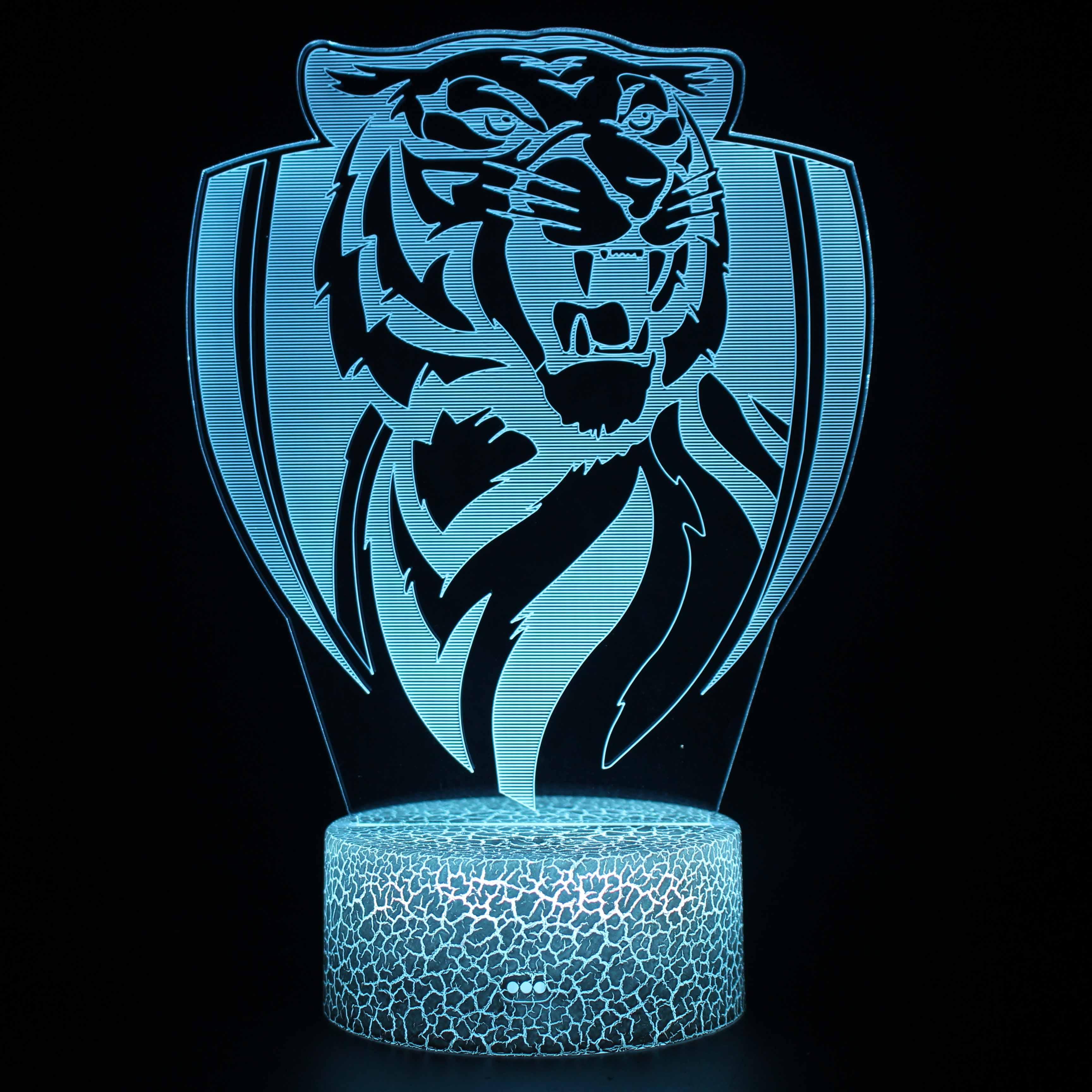 Realistic Tiger Optical Lamp and its multicolor LED lighting effects-3D Optical Lamp
