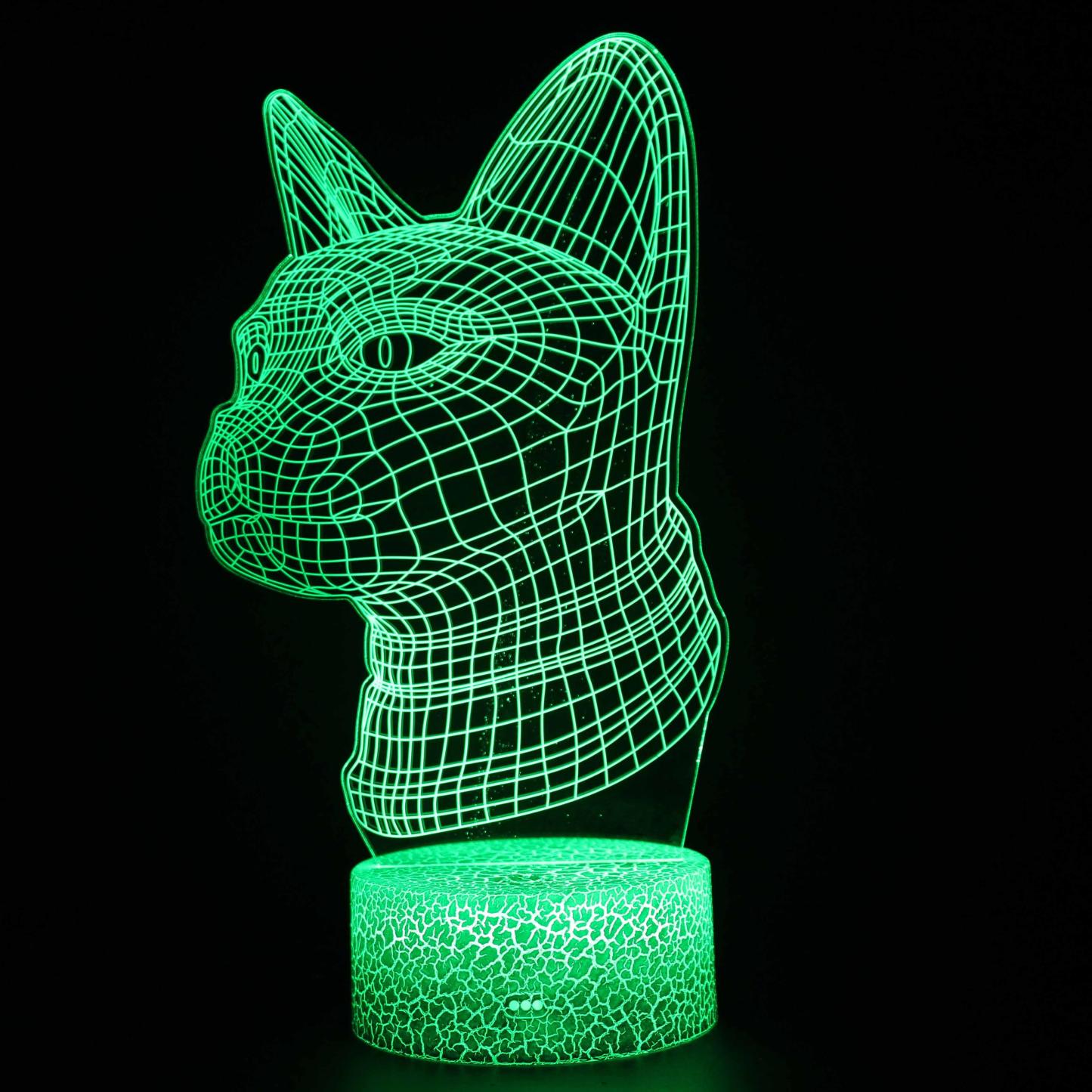 Egyptian Cat Head 3D Optical Illusion Lamp - 3D Optical Lamp