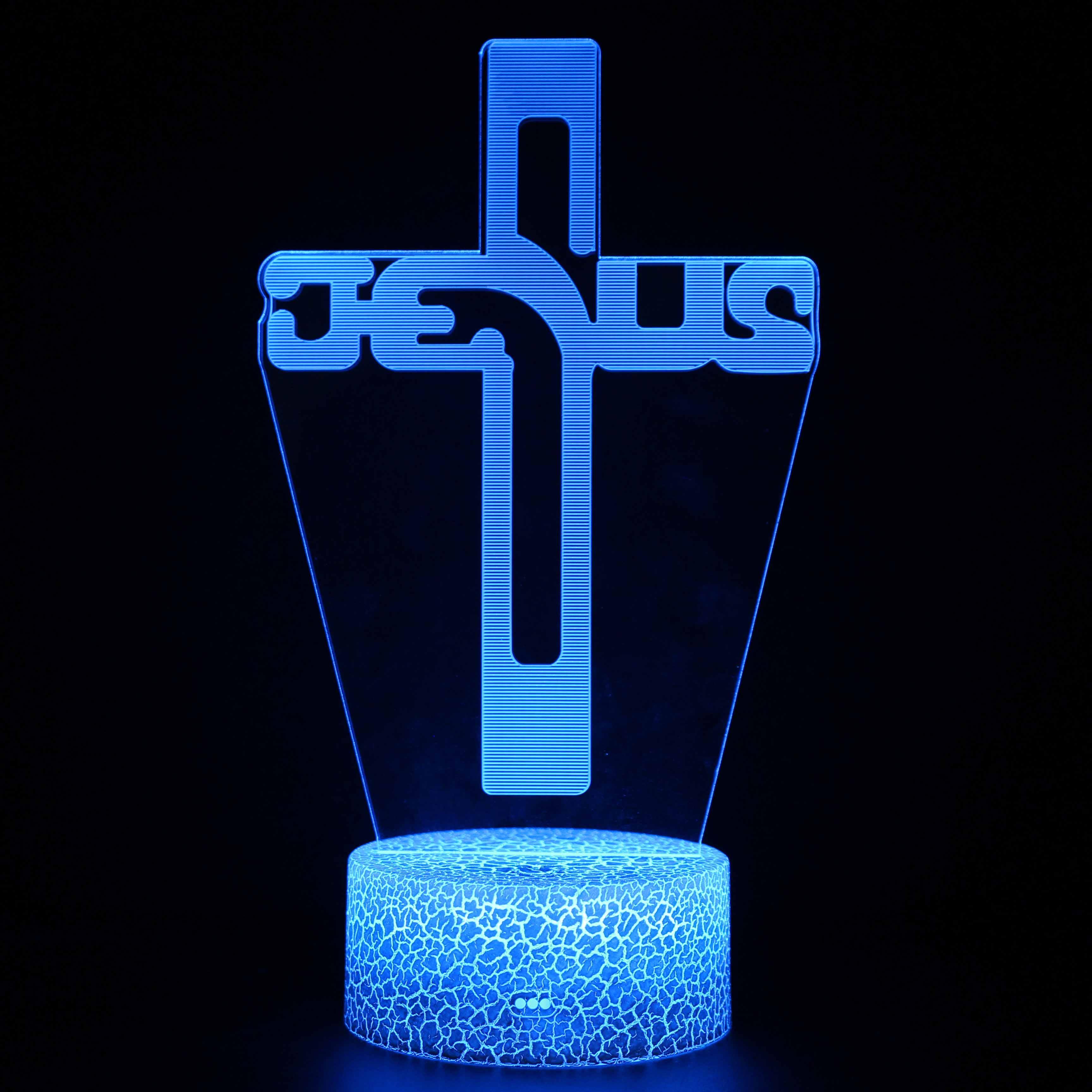 Jesus Cross 3D Optical Illusion Lamp-3D Optical Lamp
