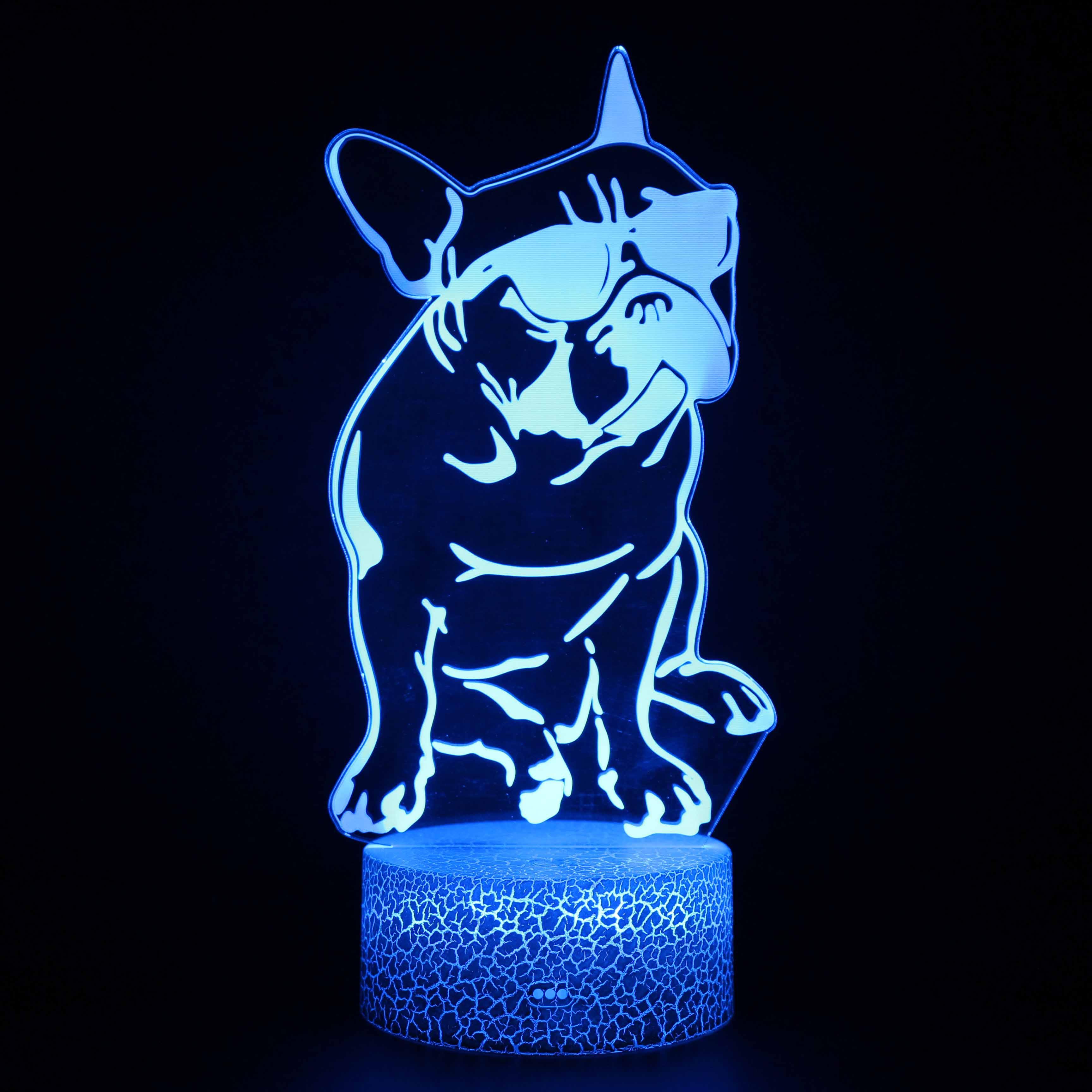 Cool French Bull Dog 3D Optical Illusion Lamp - 3D Optical Lamp