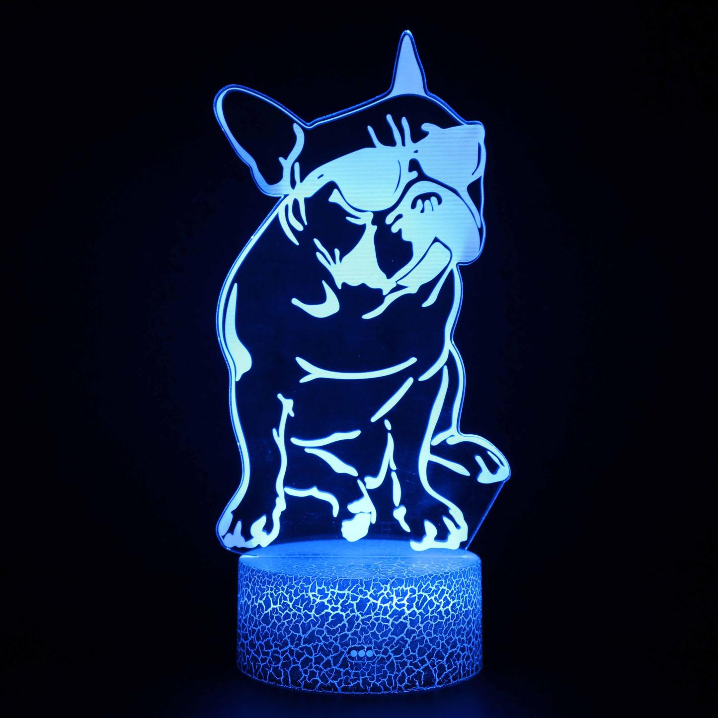 Cool French Bull Dog 3D Optical Illusion Lamp - 3D Optical Lamp
