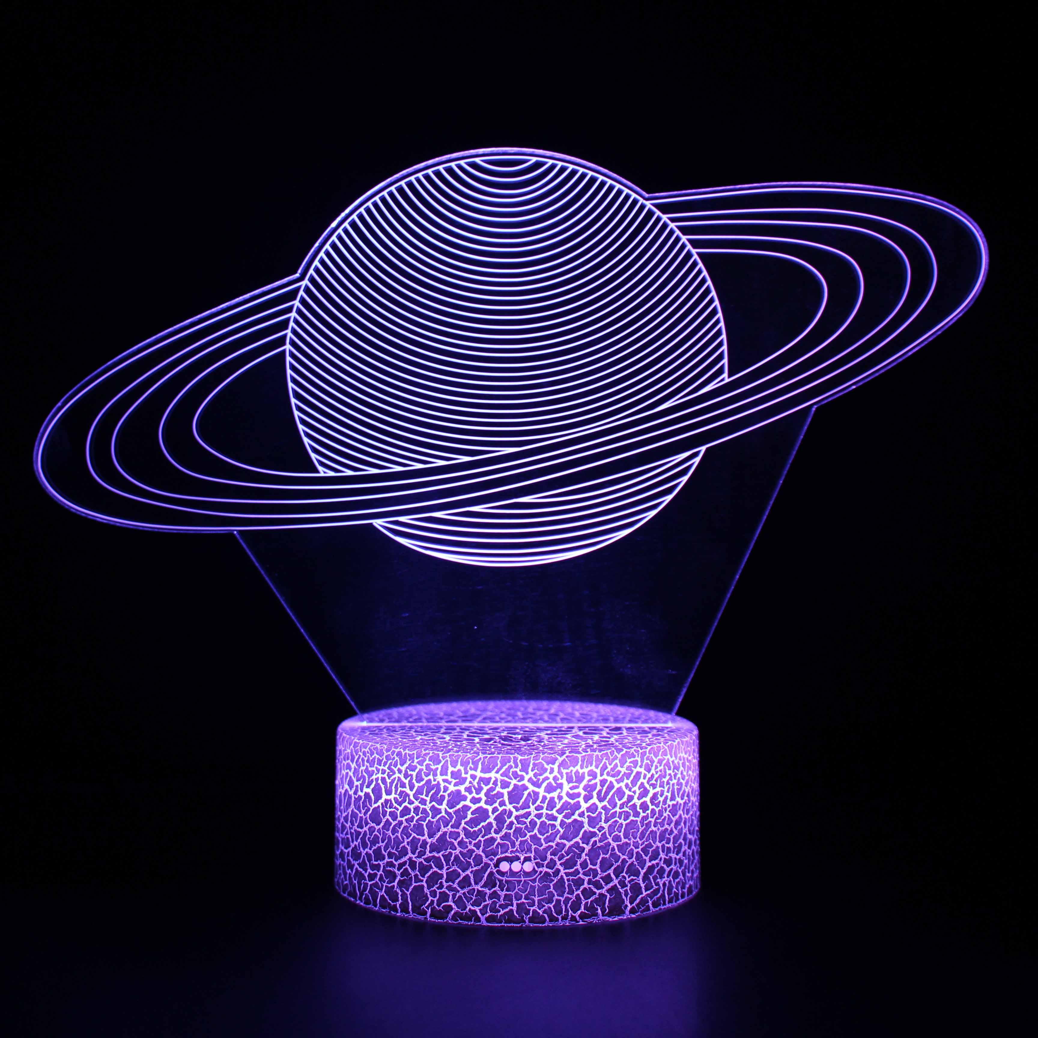 Planet Saturn 3D Optical Illusion Lamp - 3D Optical Lamp