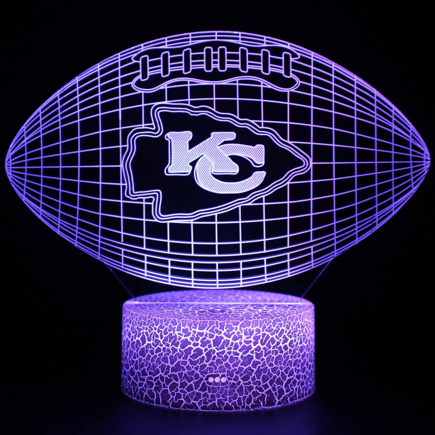 Kansas City Chiefs Football 3D Optical Illusion Lamp - 3D Optical Lamp