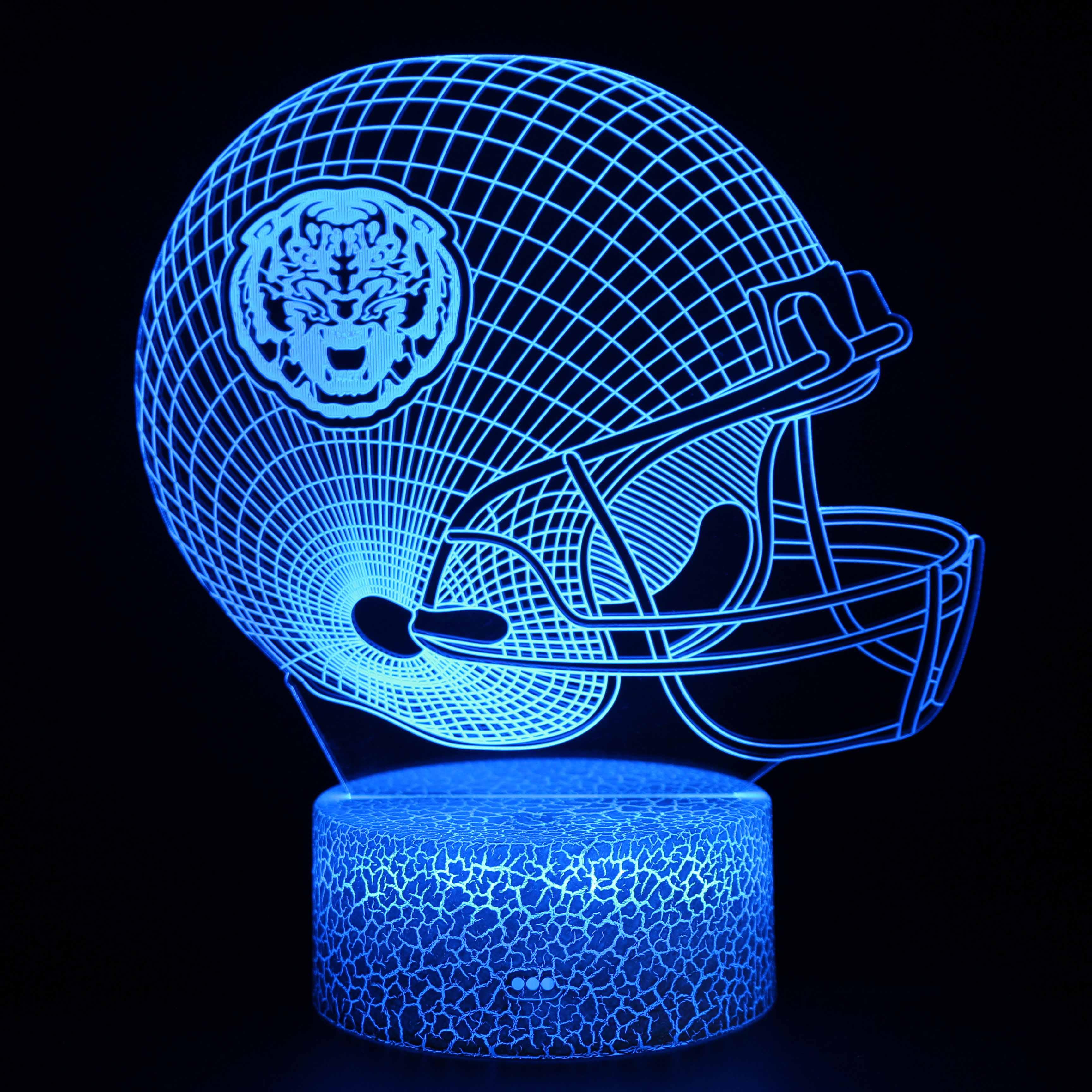 Tiger Football Helmet 3D Optical Illusion Lamp - 3D Optical Lamp