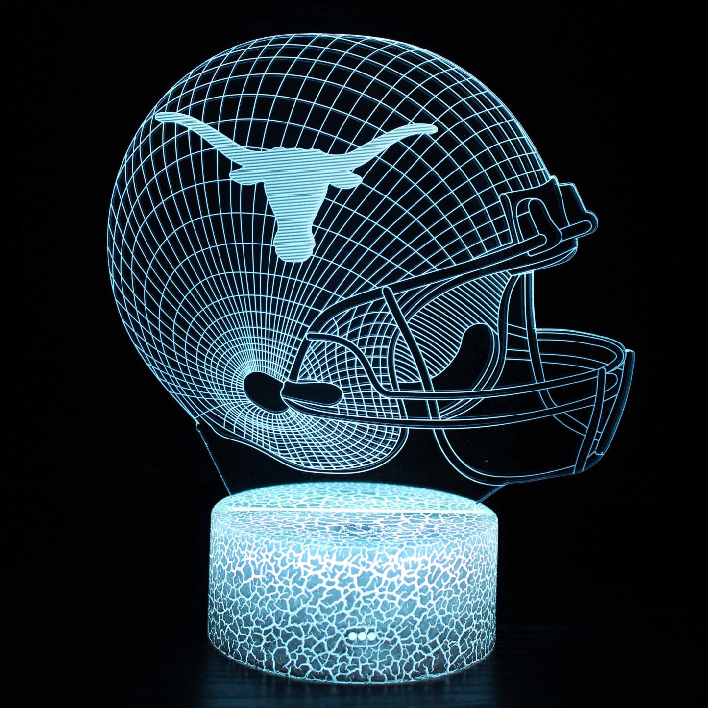 Texas Longhorns Football Helmet 3D Optical Illusion Lamp - 3D Optical Lamp