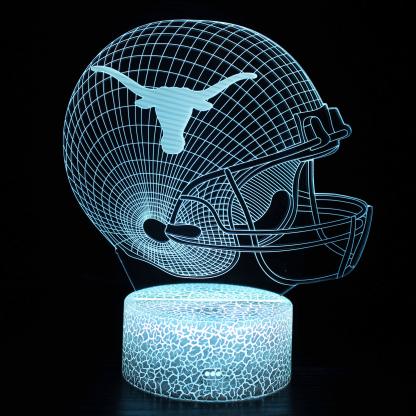 Texas Longhorns Football Helmet 3D Optical Illusion Lamp - 3D Optical Lamp