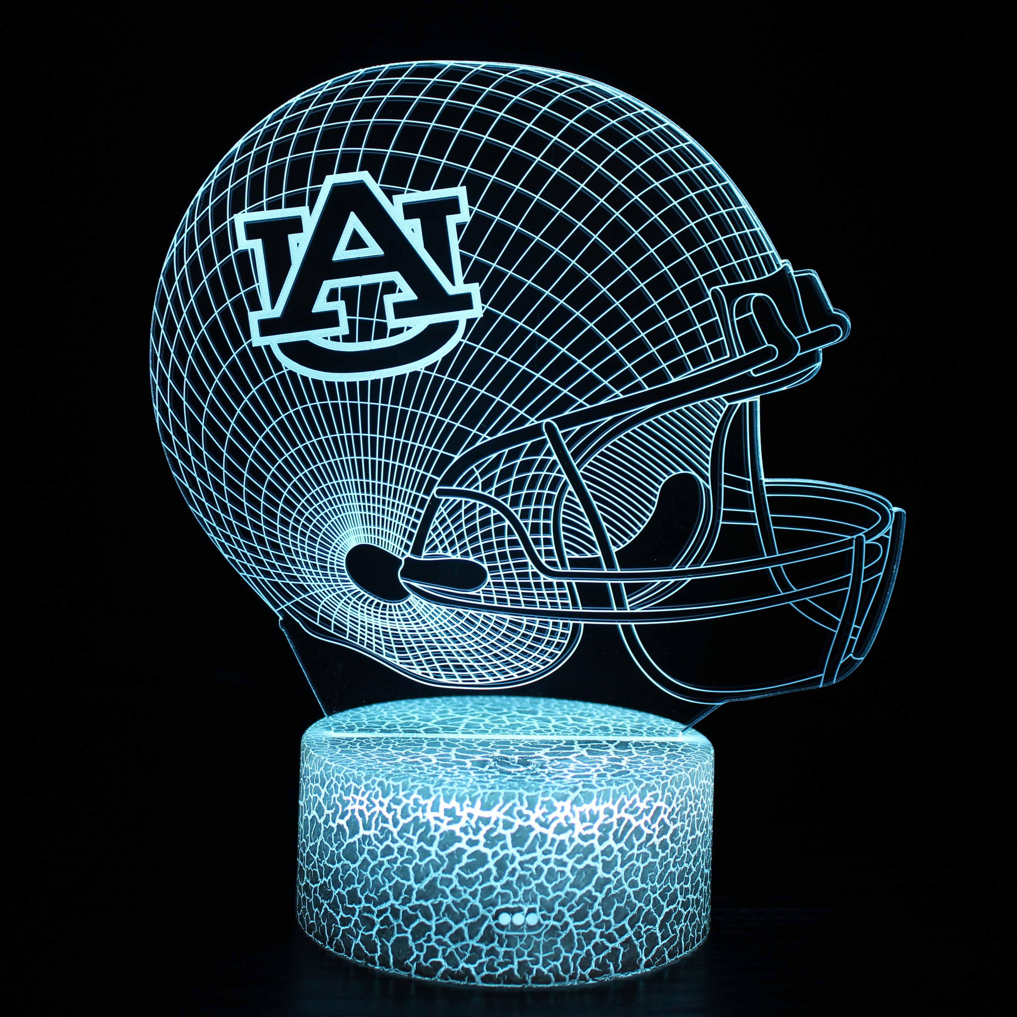 Aubrun Tigers Football Helmet 3D Optical Illusion Lamp-3D Optical Lamp