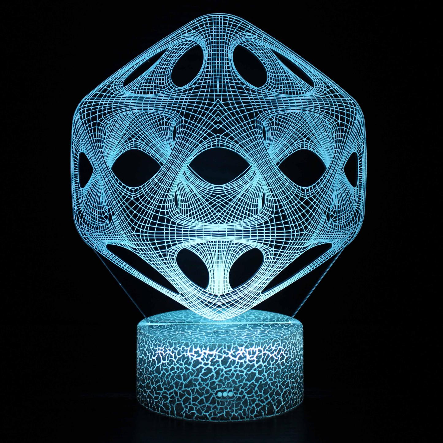 Blue Abstract Geometric 3D Optical Illusion Lamp - 3D Optical Lamp