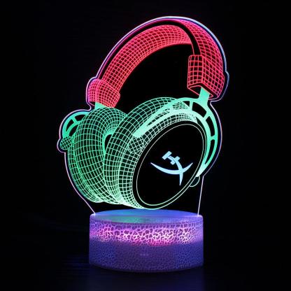 Headphones 3D LED Lamp with Remote and Touch Control-3D Optical Lamp