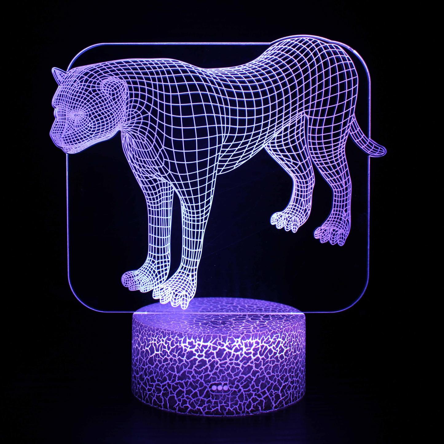 Realistic Jaguar 3D Optical Illusion Lamp - 3D Optical Lamp