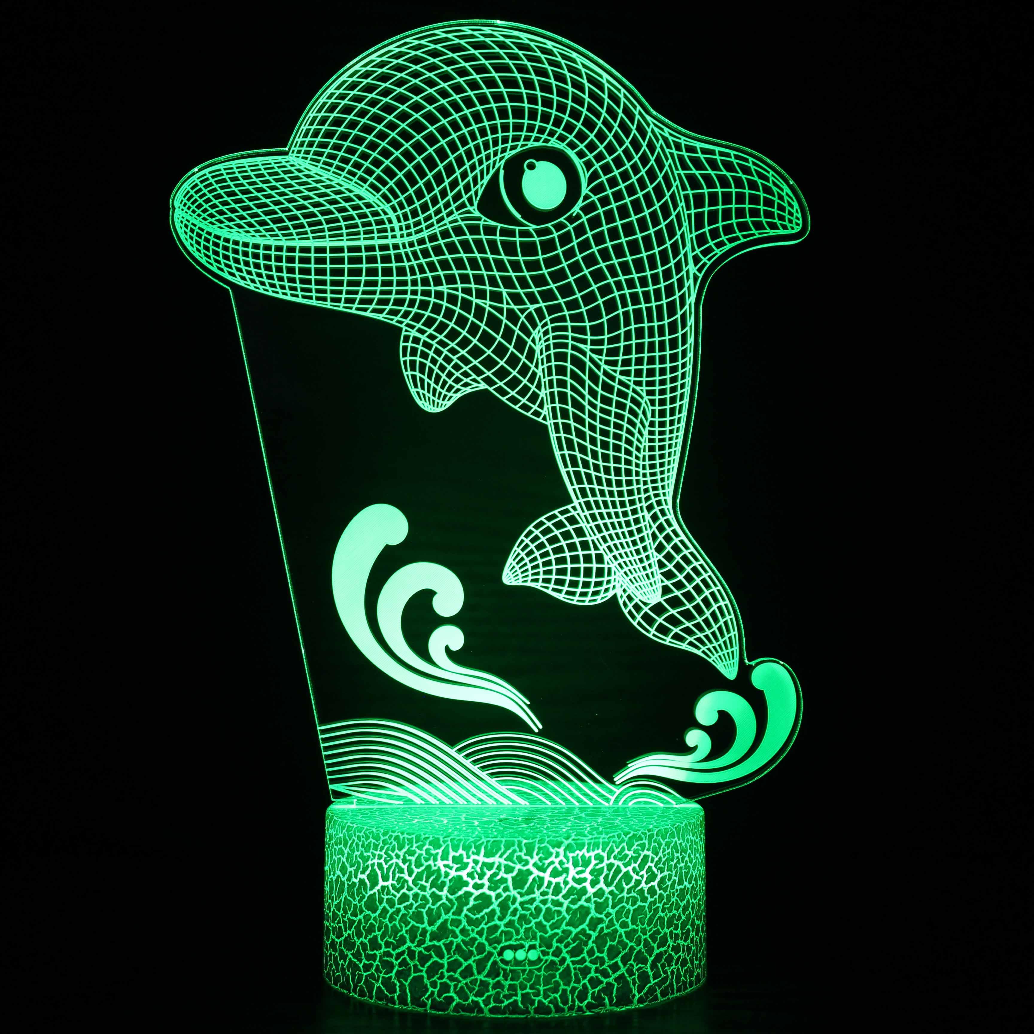 Realistic Dolphin Marine Life 3D Optical Illusion Lamp-3D Optical Lamp