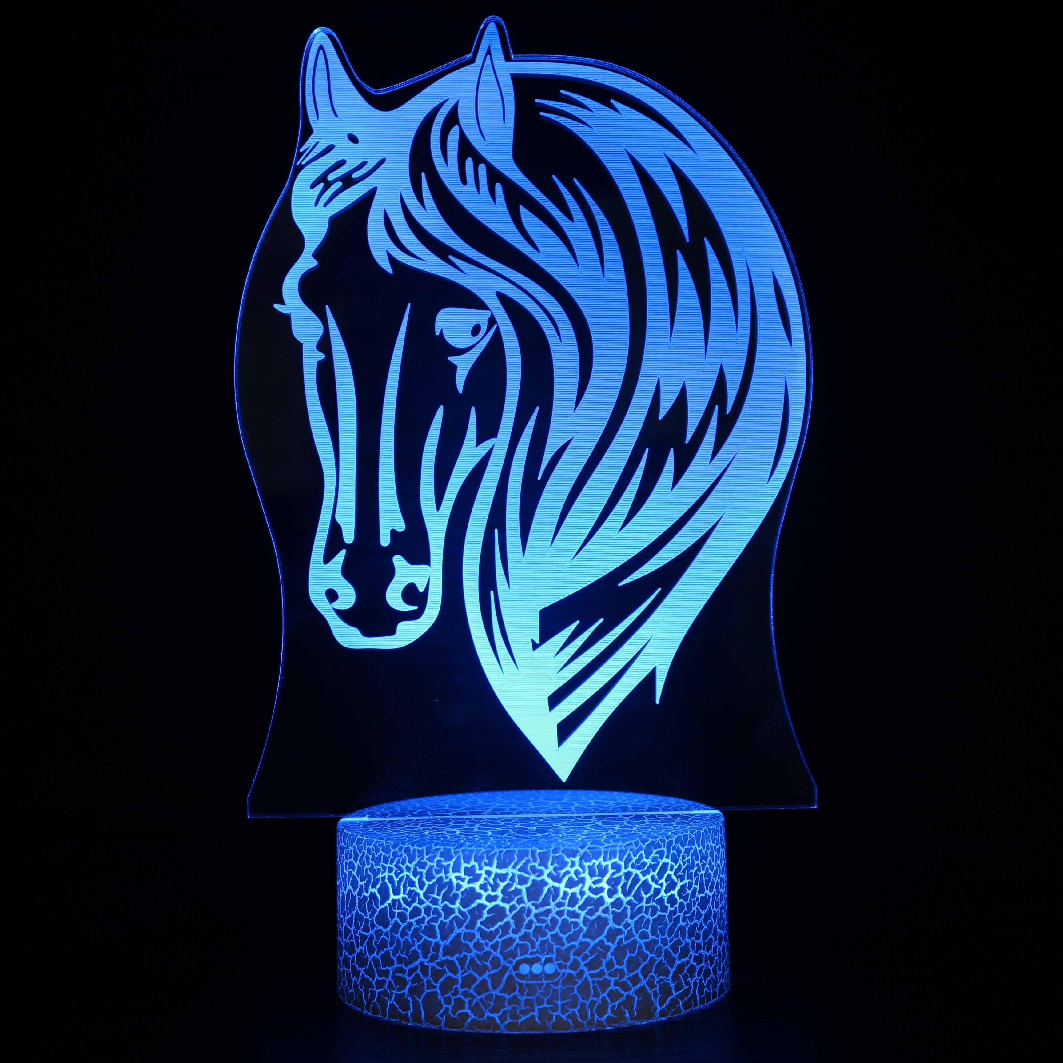 Stunning Horse Portrait 3D Optical Illusion Lamp - 3D Optical Lamp