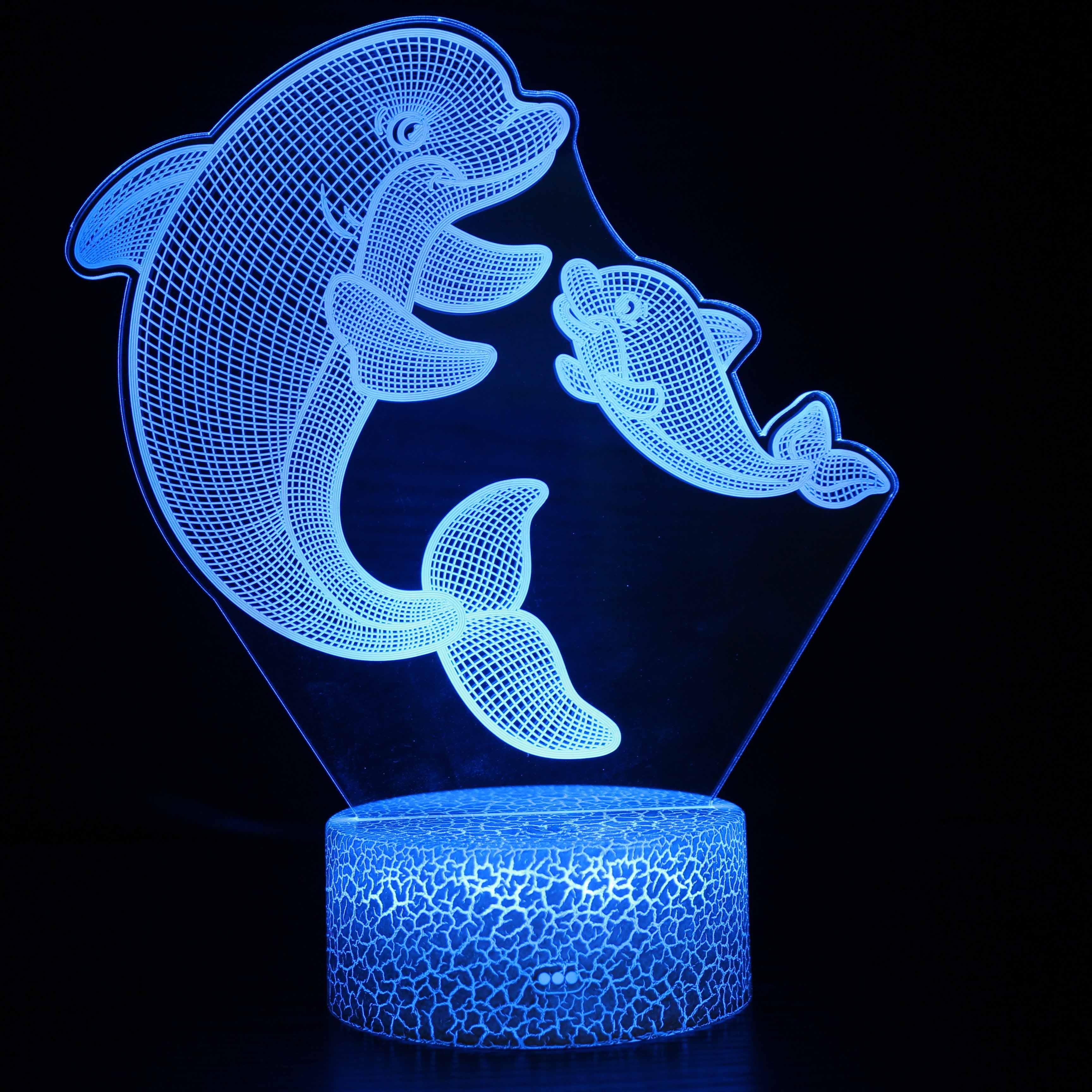 Realistic Dolphin Marine Life 3D Optical Illusion Lamp-3D Optical Lamp